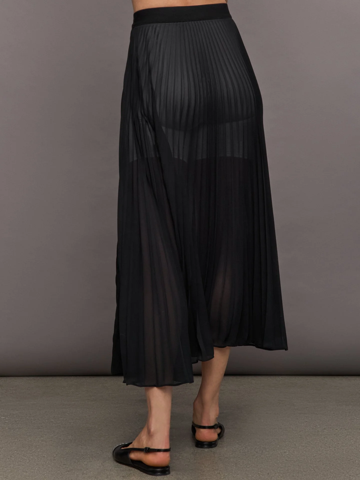 Mesh Pleated Skirt | Black - Image 4