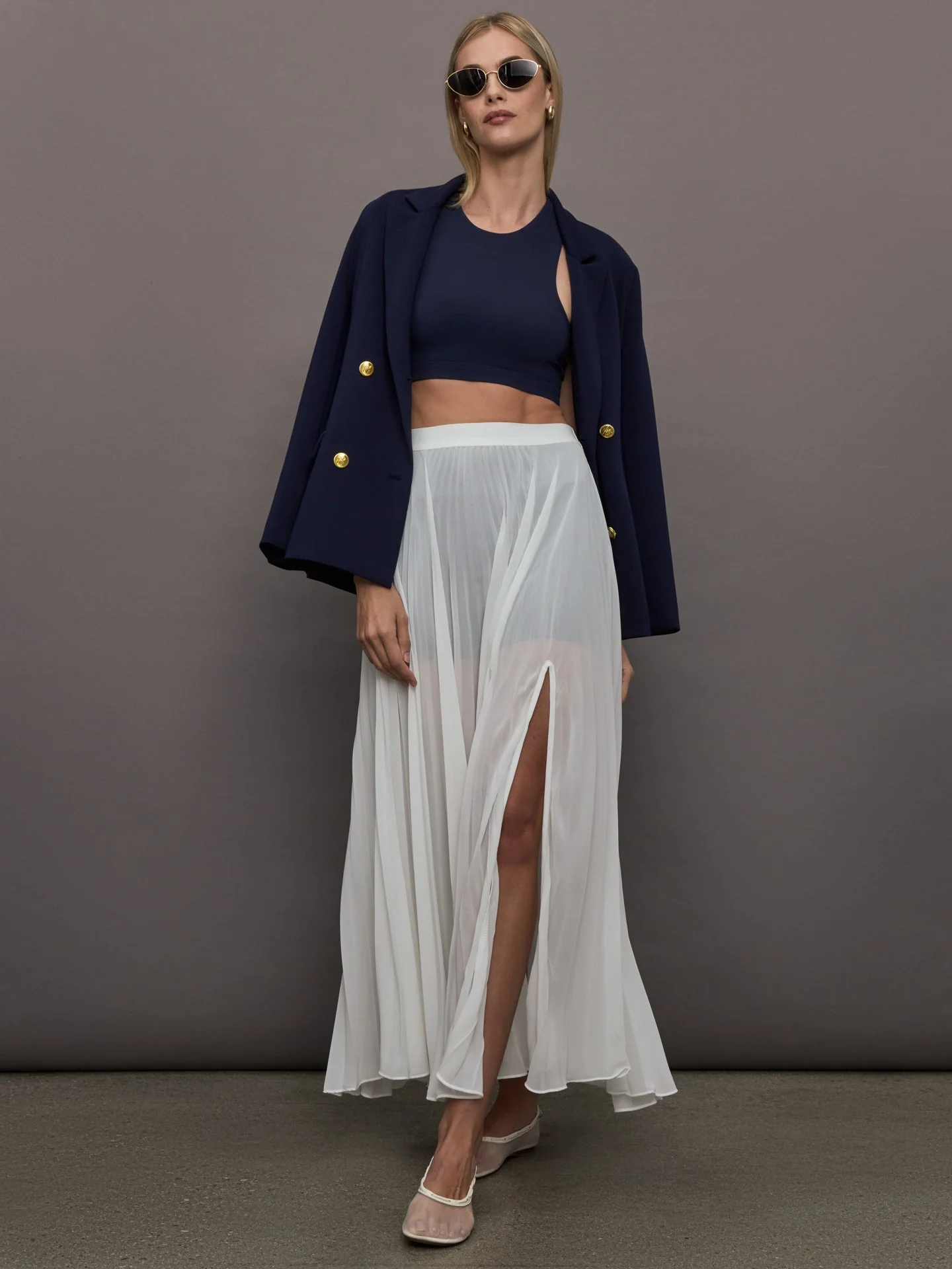 Mesh Pleated Skirt | Ivory - Image 2