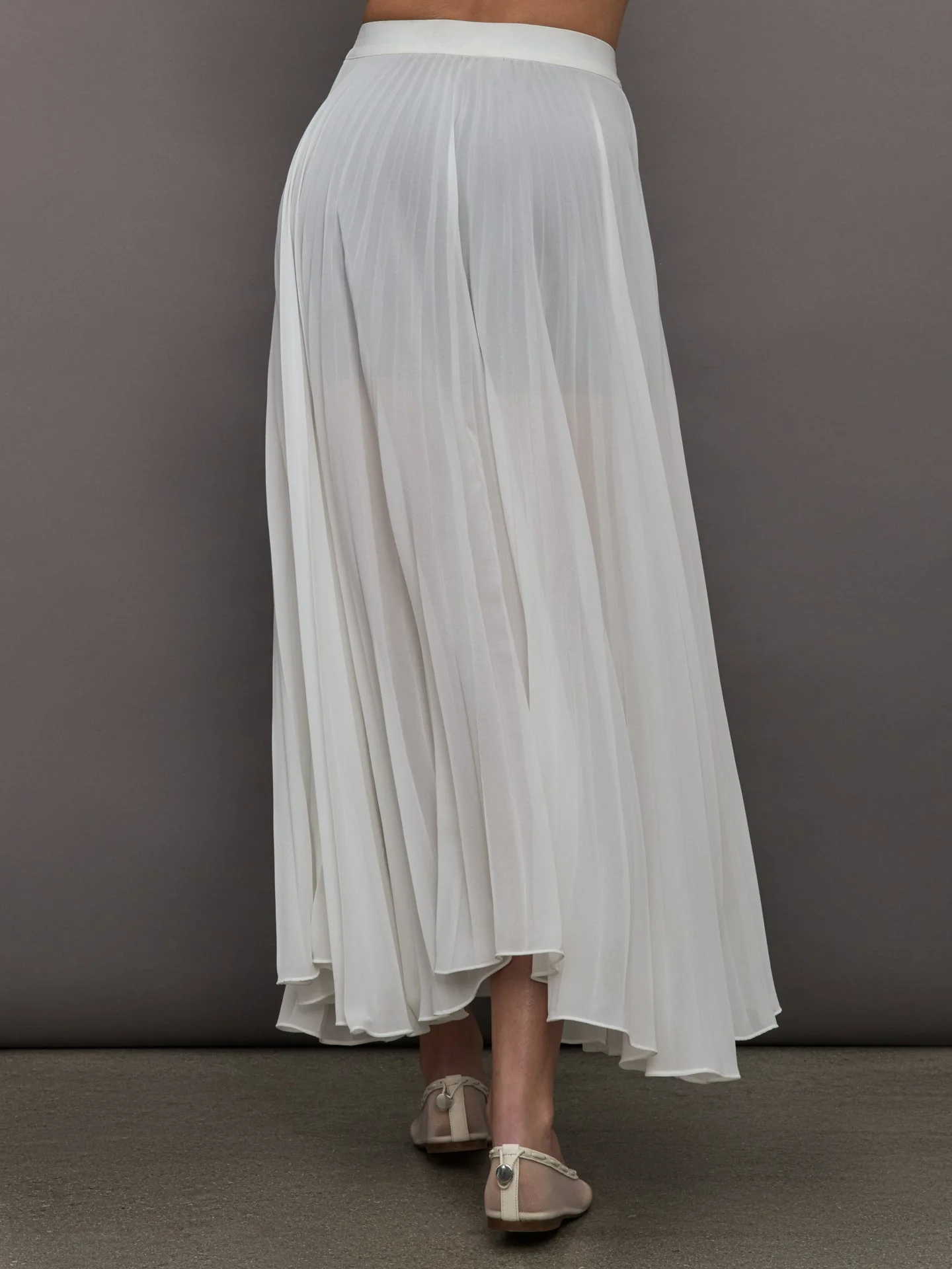 Mesh Pleated Skirt | Ivory - Image 4