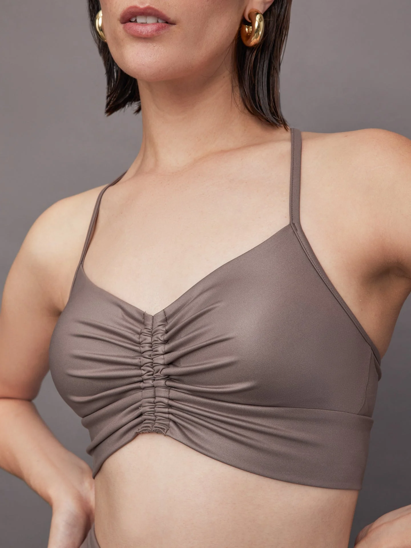 Michi | Palma Gloss Longline Bra | Bronzed Pewter - Image 3