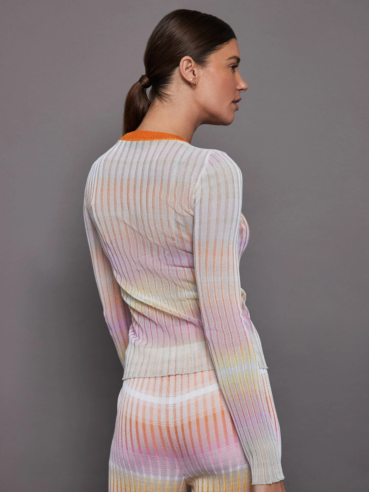 Missoni | Ribbed crew-neck jumper with contrasting collar | Orange/Multi - Image 4