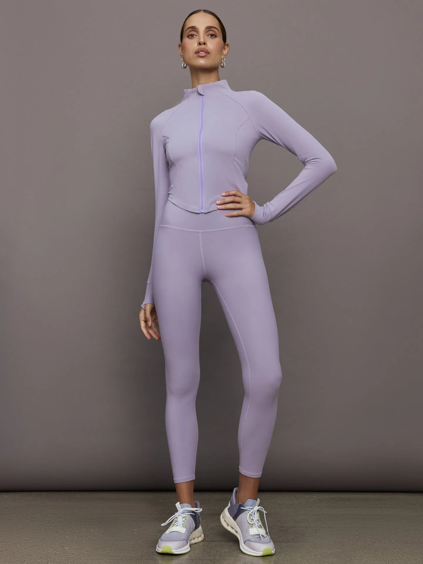 Carbon38 | Mock Neck Corset Zip Top in Melt | Lavender Grey - Image 2