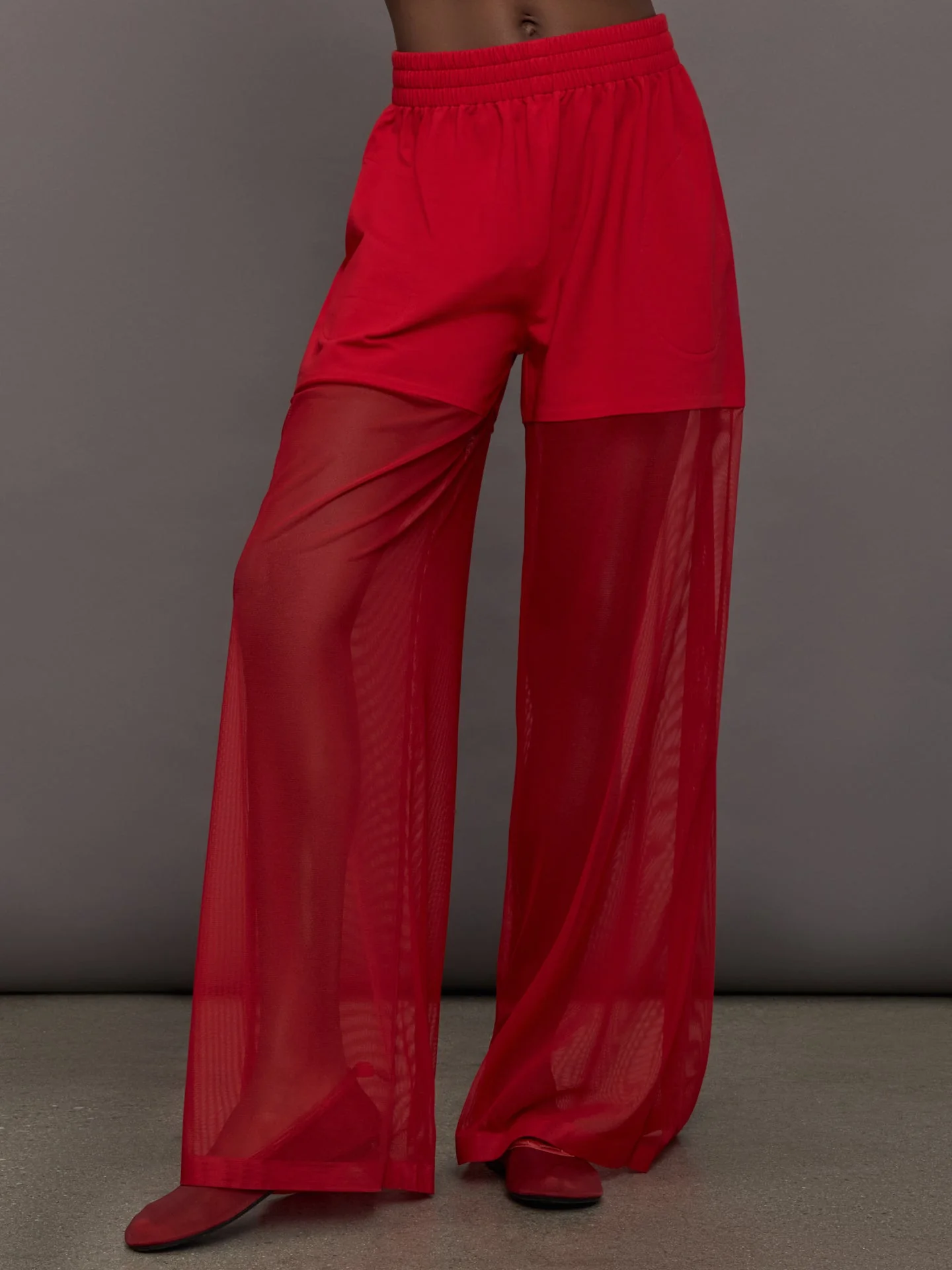 Norma Kamali | Boyfriend Elephant Sweatpant W/ Mesh | Tiger Red