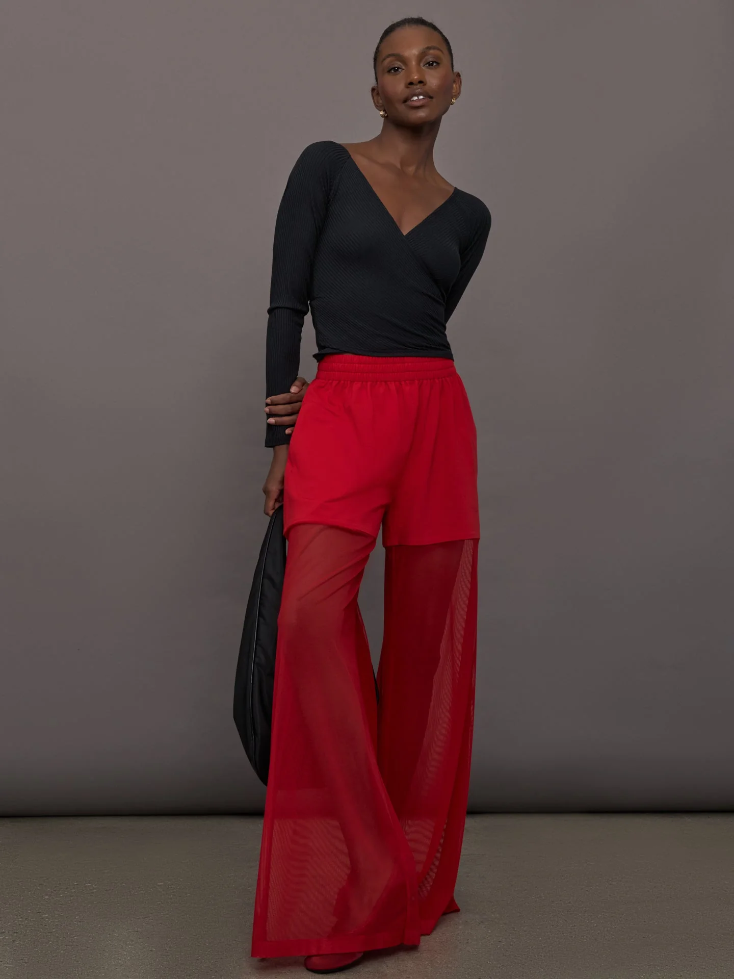 Norma Kamali | Boyfriend Elephant Sweatpant W/ Mesh | Tiger Red - Image 2