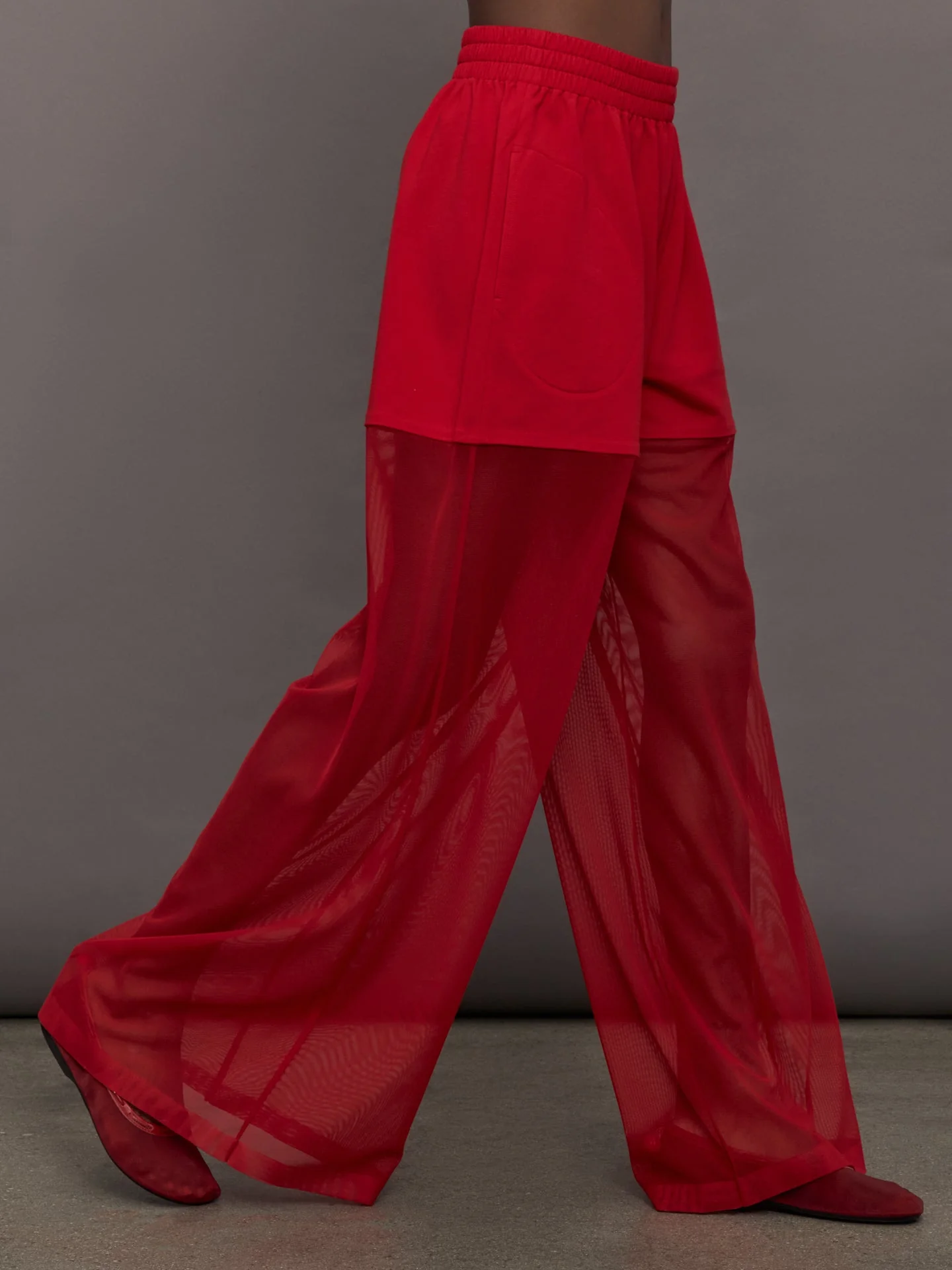 Norma Kamali | Boyfriend Elephant Sweatpant W/ Mesh | Tiger Red - Image 3