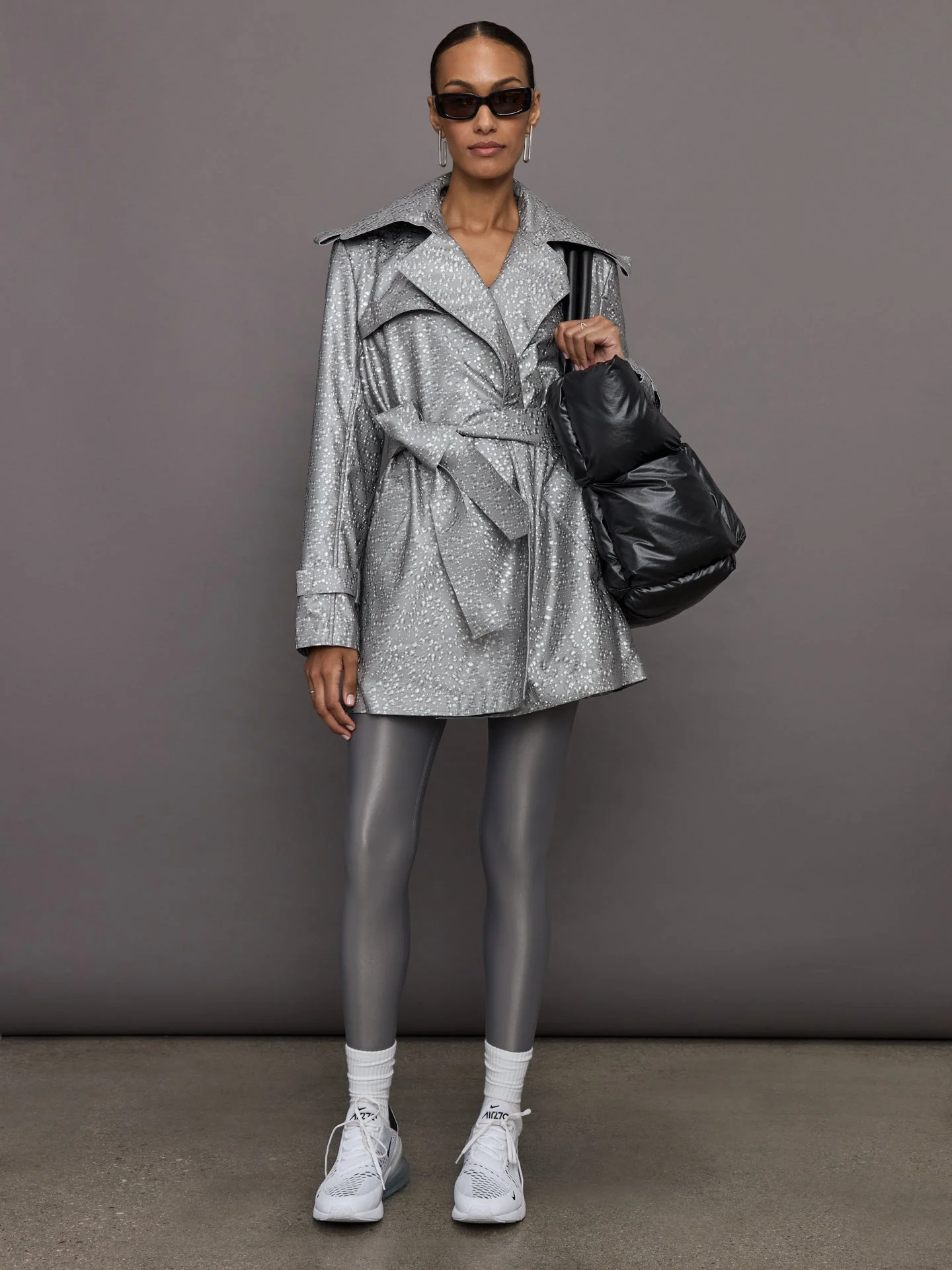 Norma Kamali | Double Breasted Trench Mini | Silver - Image 2