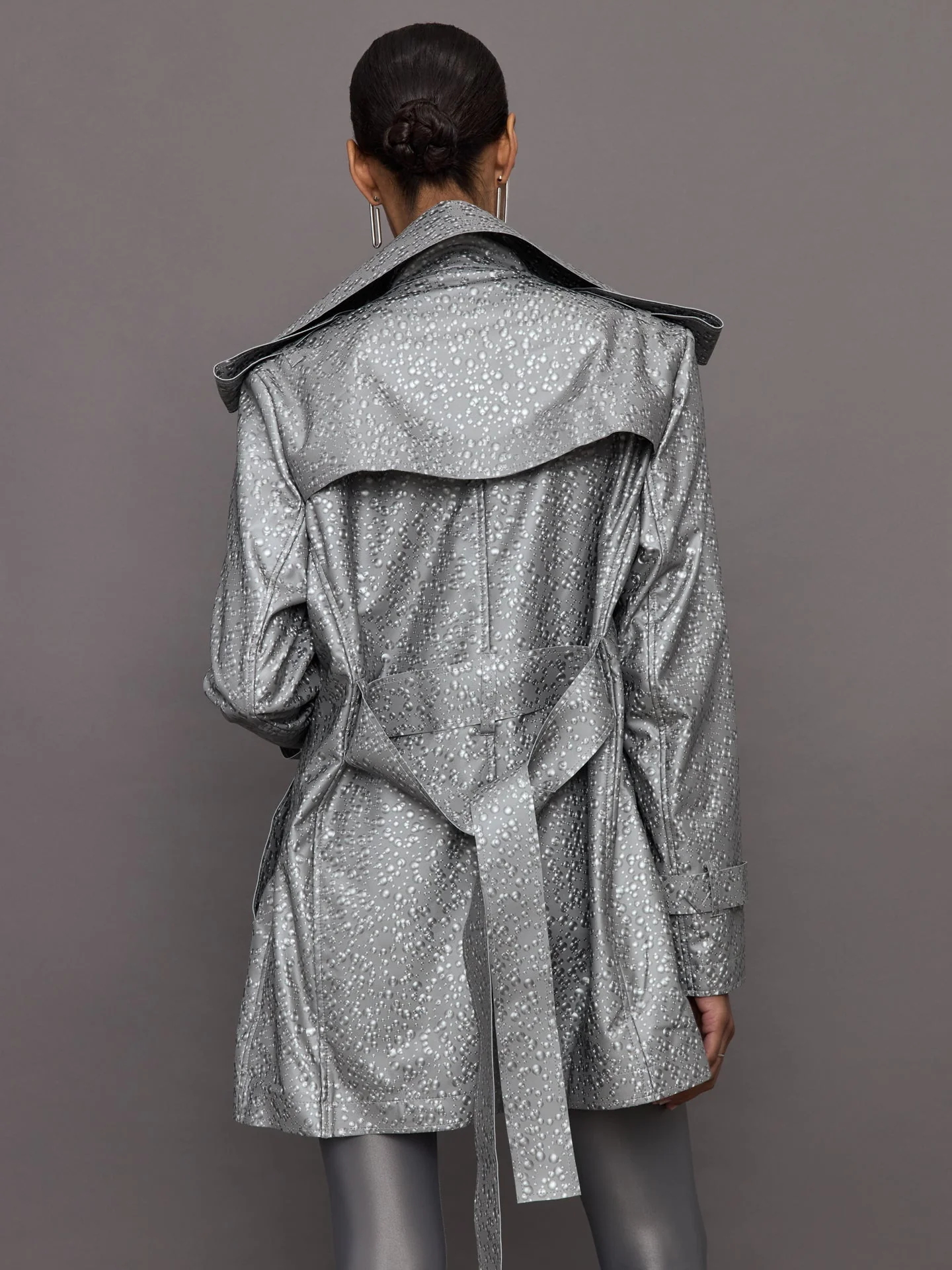 Norma Kamali | Double Breasted Trench Mini | Silver - Image 4