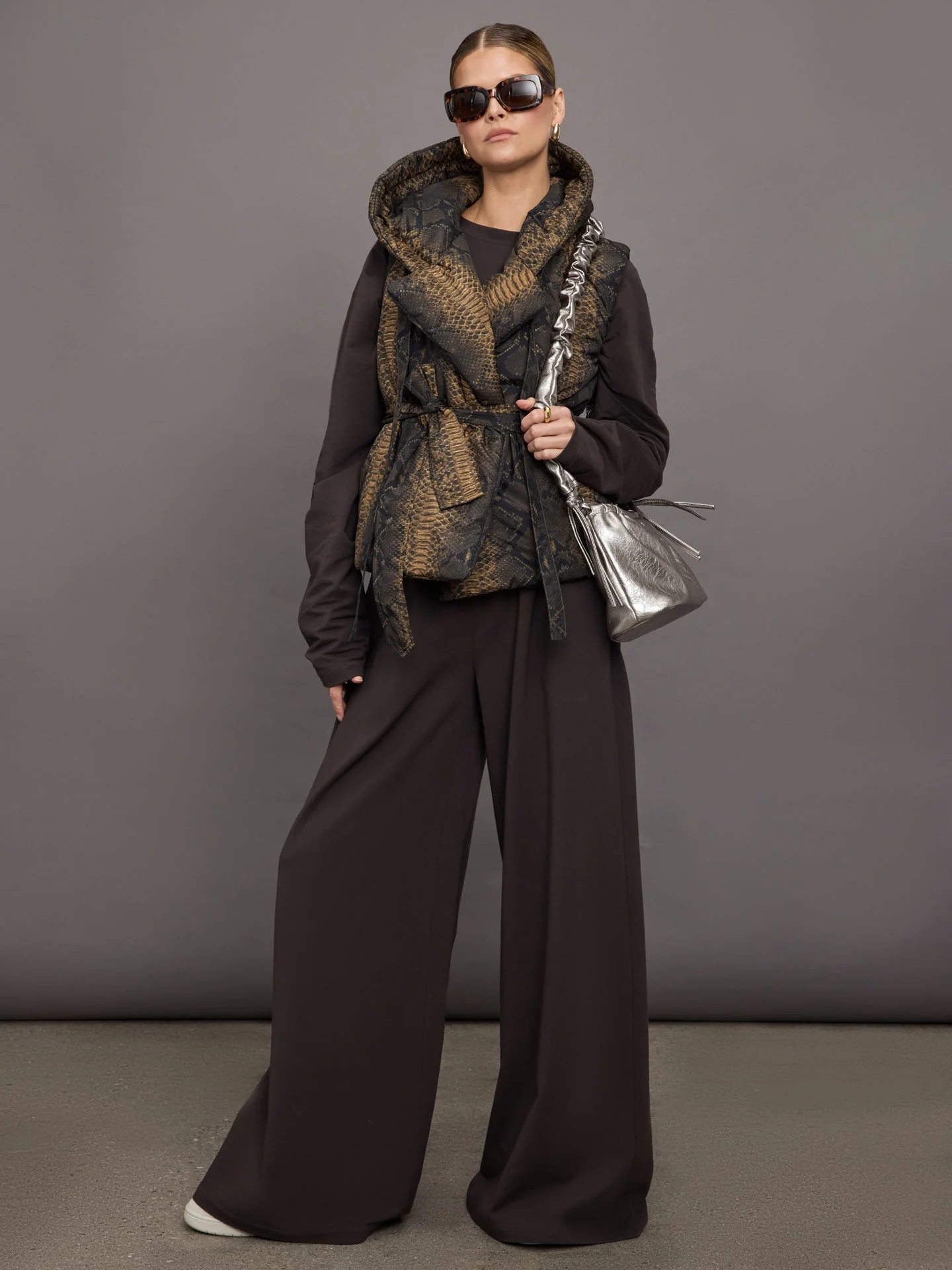 Norma Kamali | Hooded Sleeveless Sleeping Bag Vest | Python - Image 2