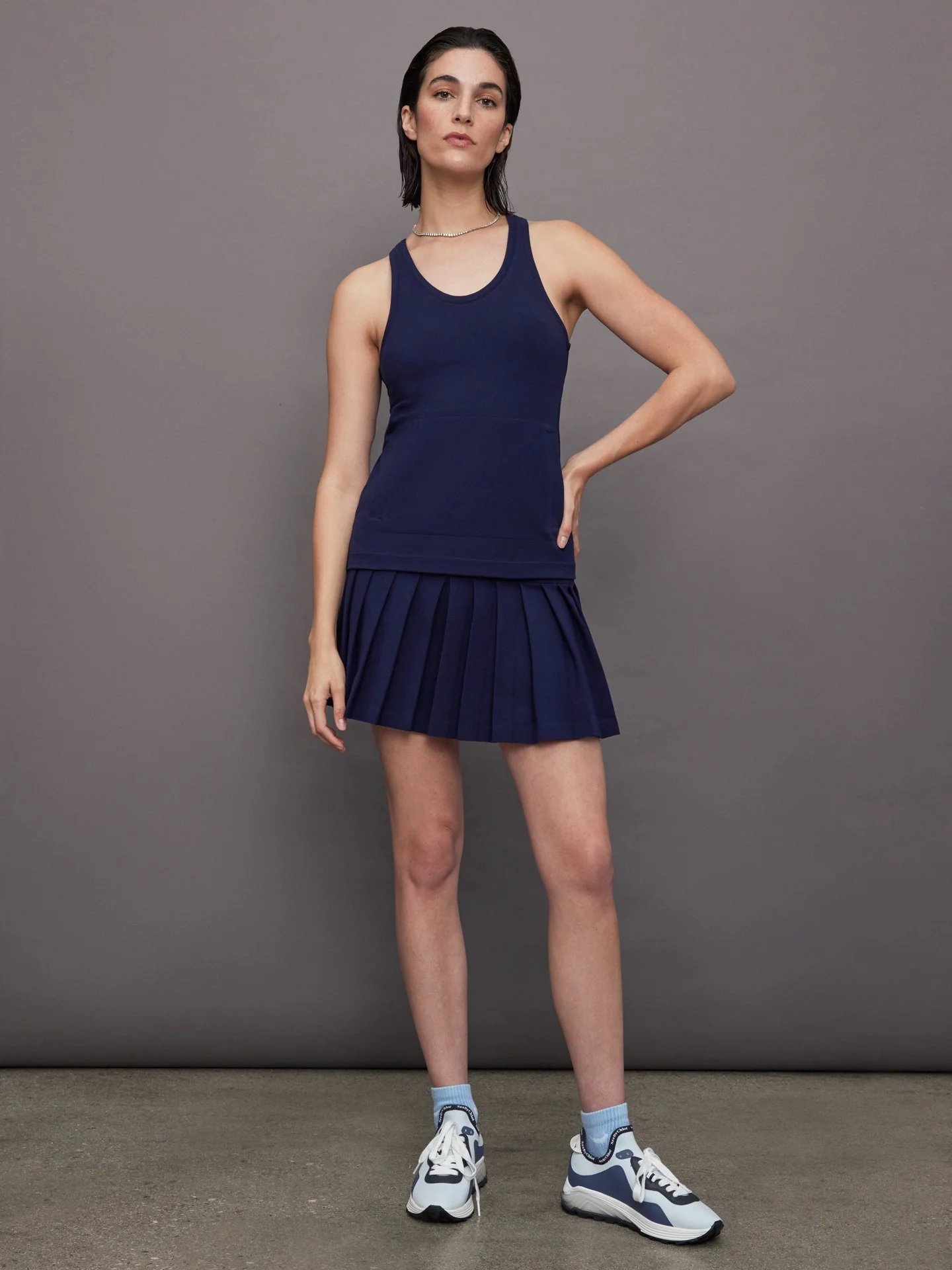 Norma Kamali | Pleated Mini Skirt | True Navy - Image 5