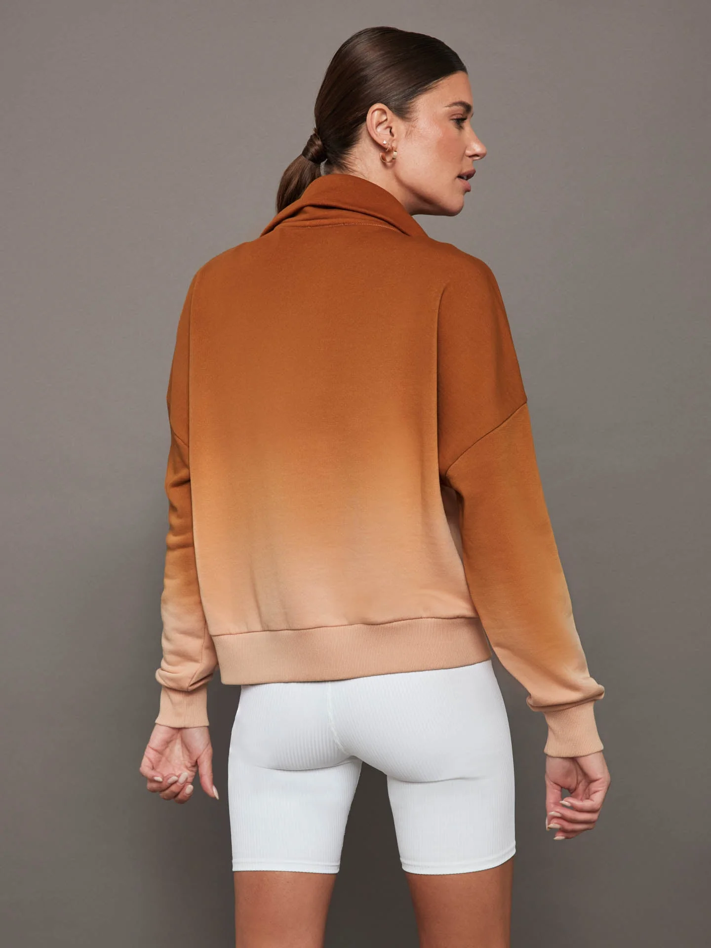 Carbon38 | Ombre French Terry Half Zip / Cactus | Caramel Cafe To Rose Cloud - Image 2