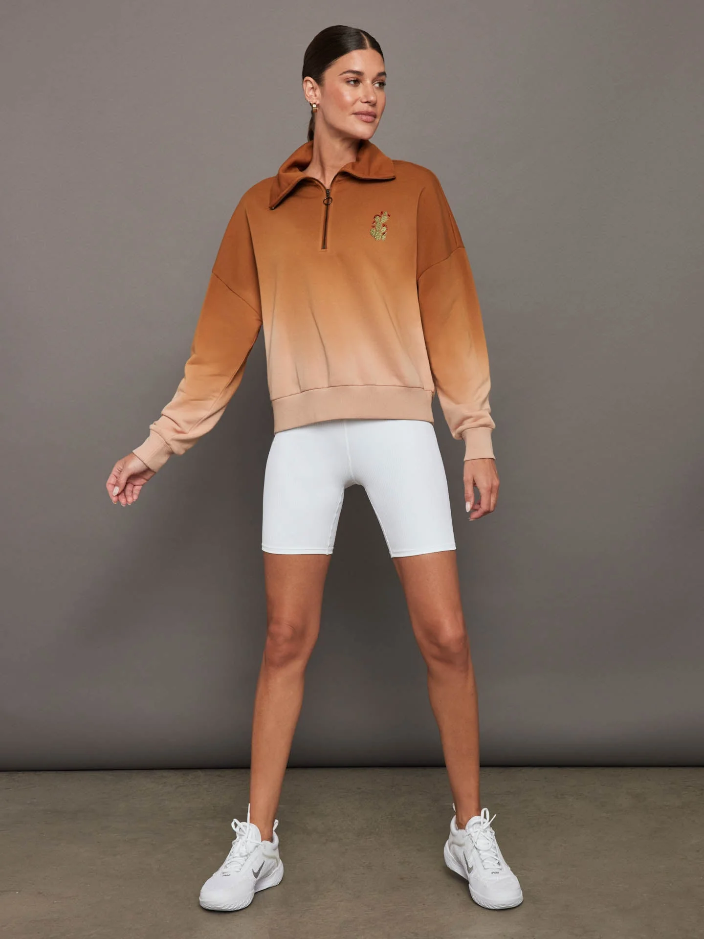 Carbon38 | Ombre French Terry Half Zip / Cactus | Caramel Cafe To Rose Cloud - Image 3