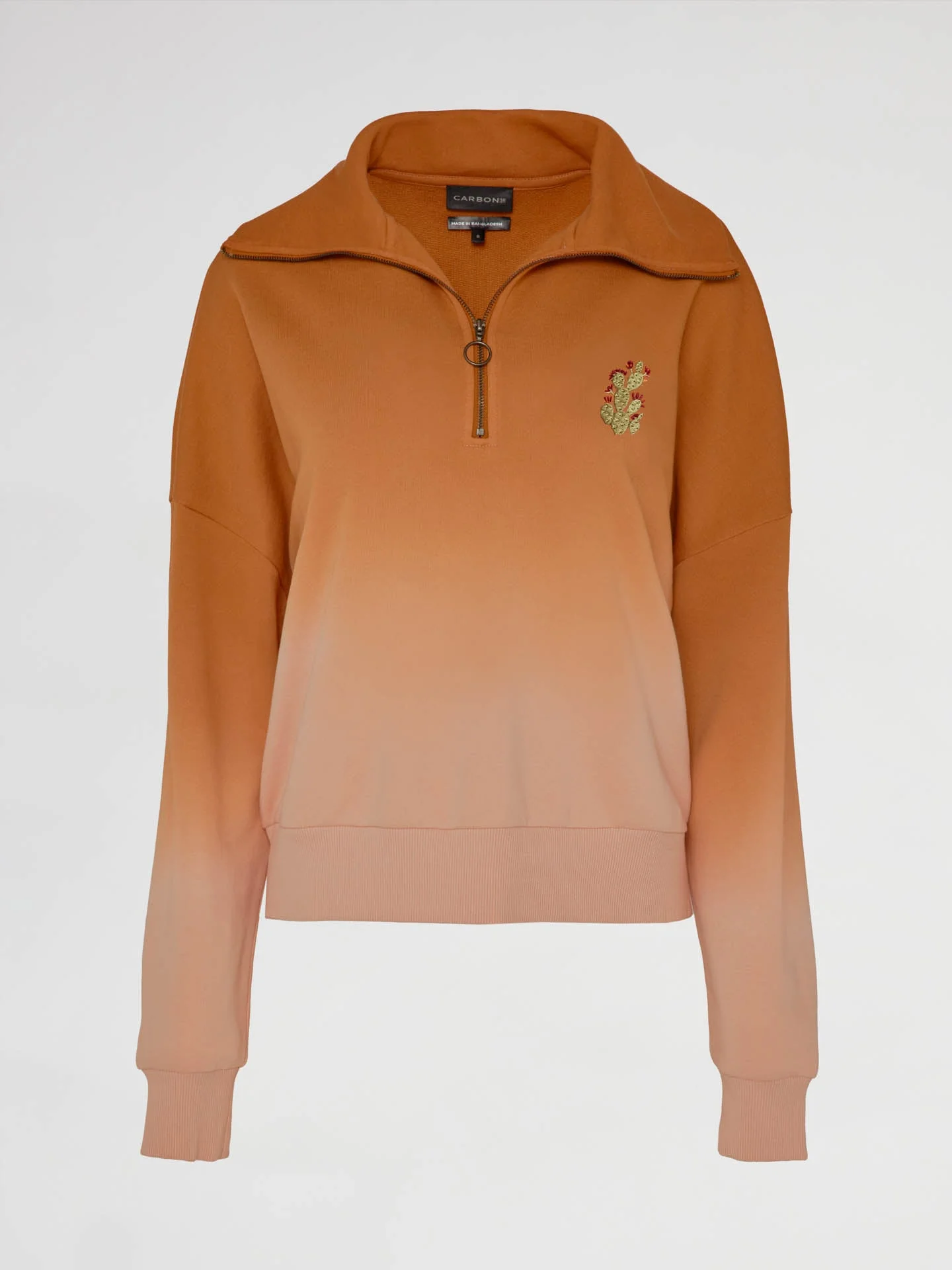 Carbon38 | Ombre French Terry Half Zip / Cactus | Caramel Cafe To Rose Cloud - Image 4