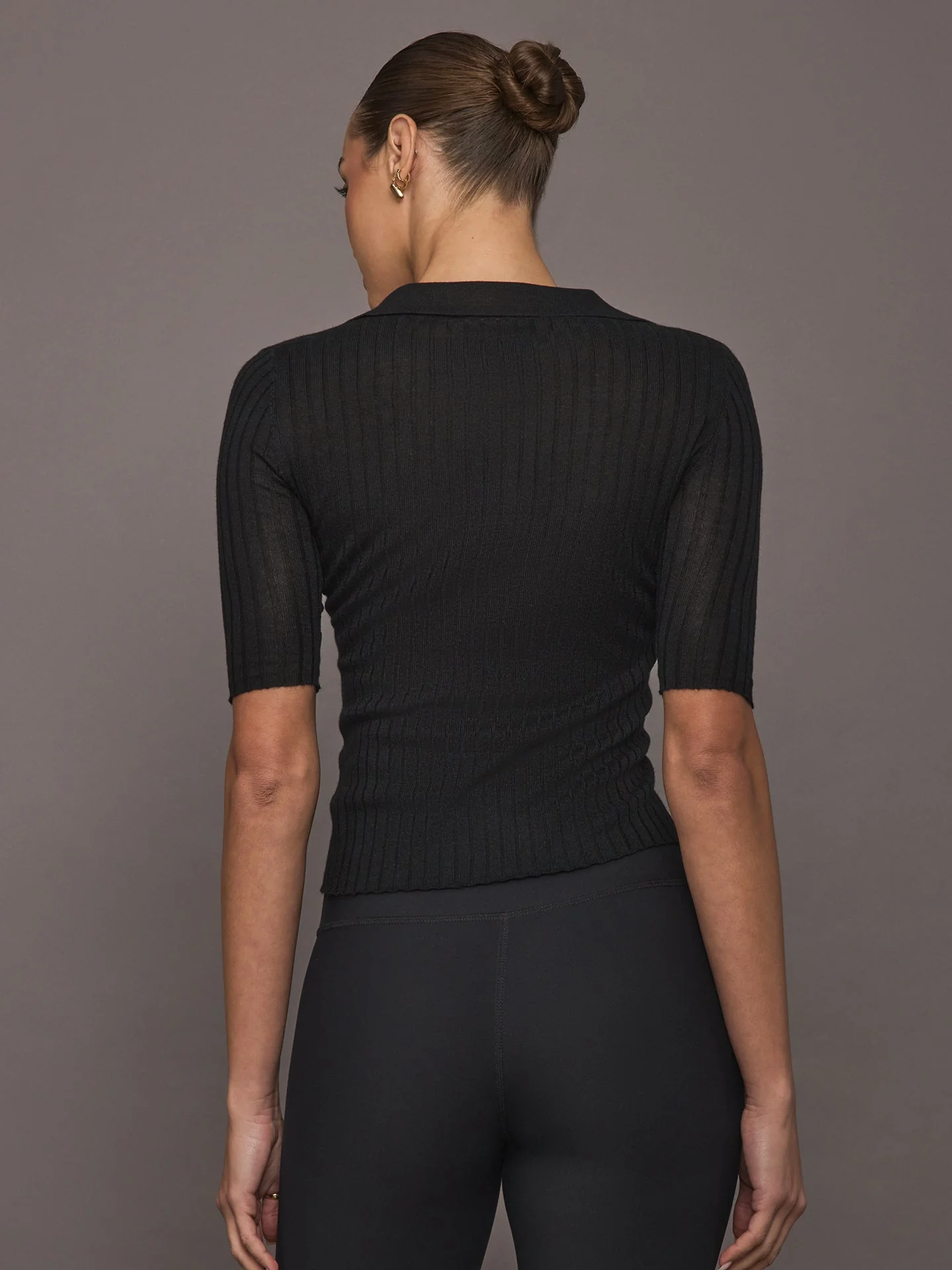 Ona | Ava Short Sleeve Polo | Black - Image 4