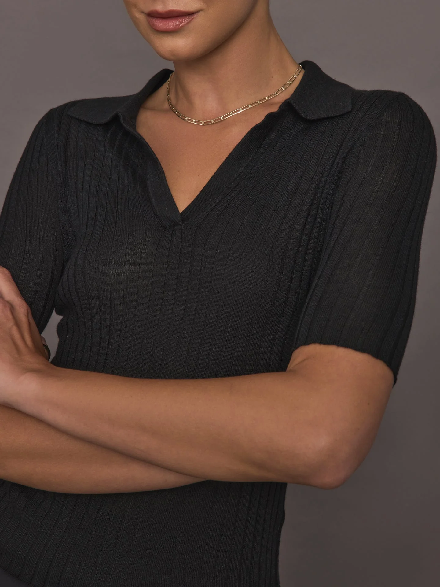 Ona | Ava Short Sleeve Polo | Black - Image 5