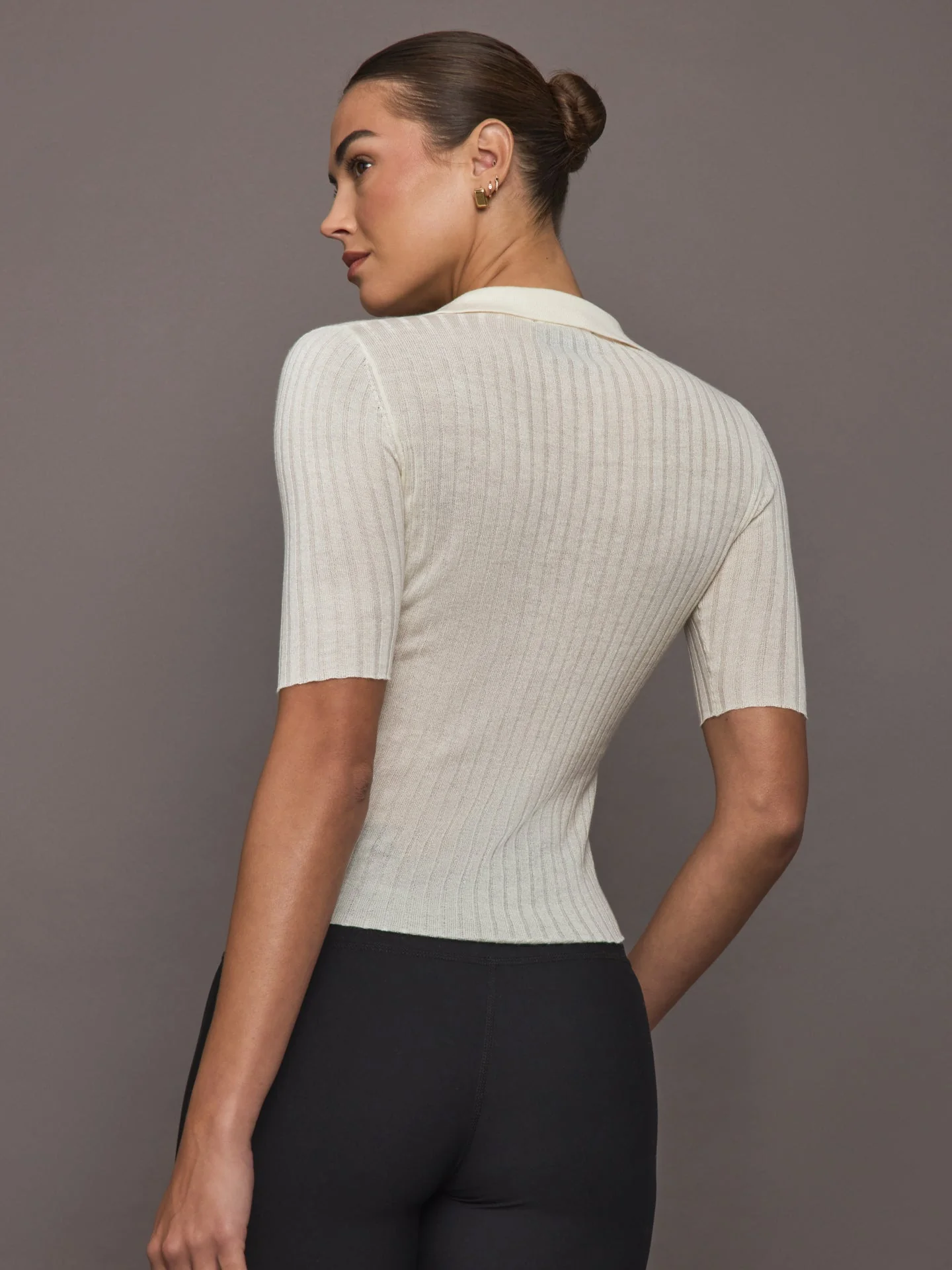 Ona | Ava Short Sleeve Polo | Ivory - Image 4