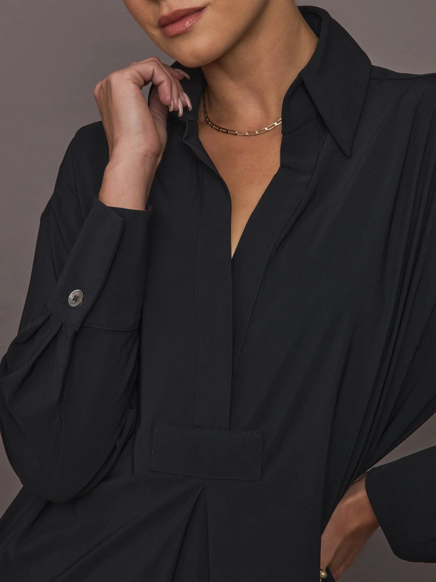 Ona | Tropez Oversized Shirt Dress | Black - Image 4