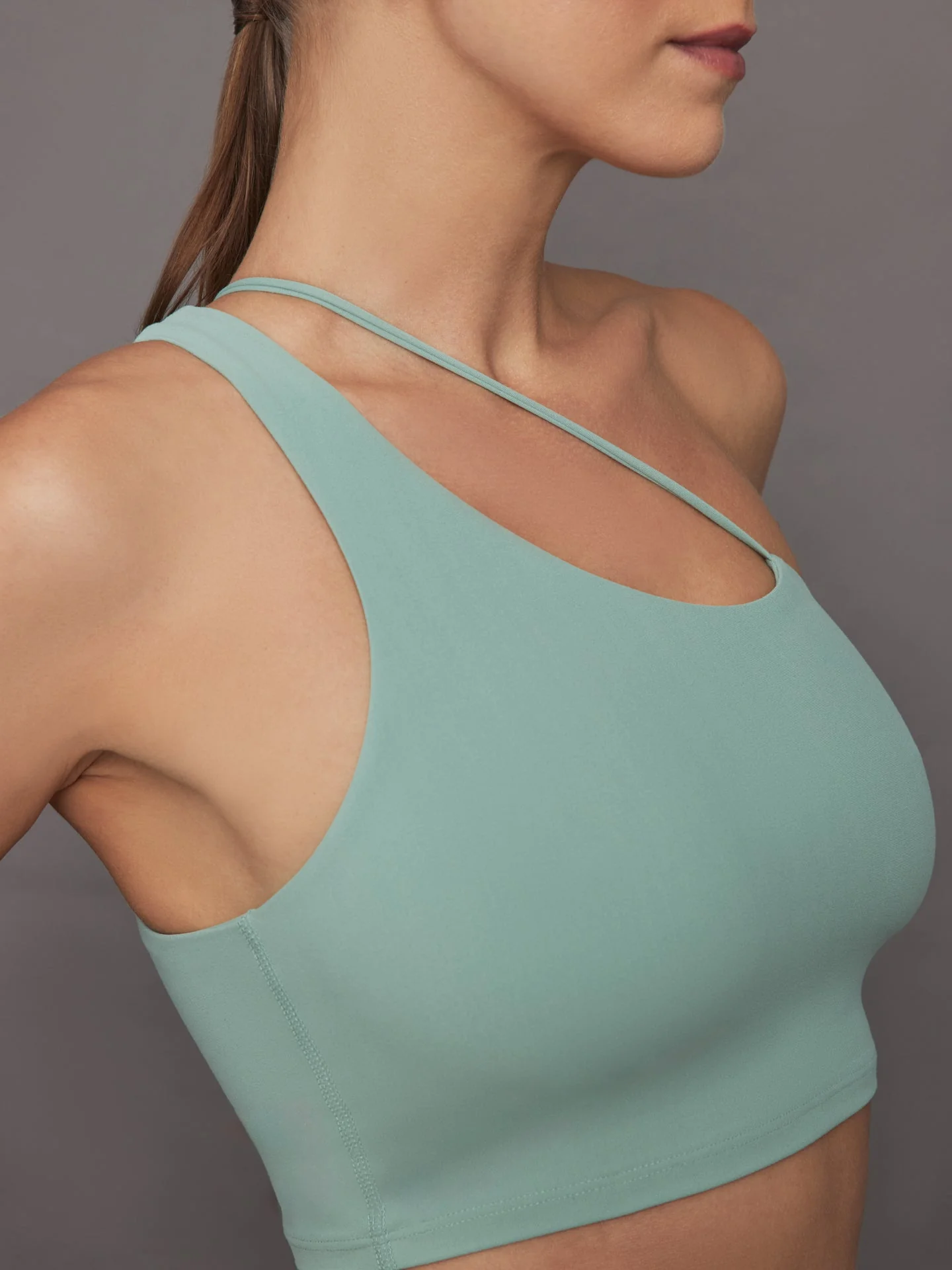 Carbon38 | One Shoulder Convertible Bra Top in Melt | Granite Green - Image 5