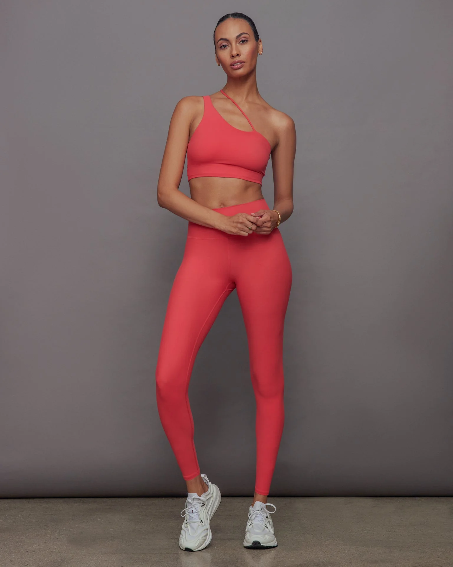 Carbon38 | One Shoulder Convertible Bra Top in Melt | Tomato - Image 2