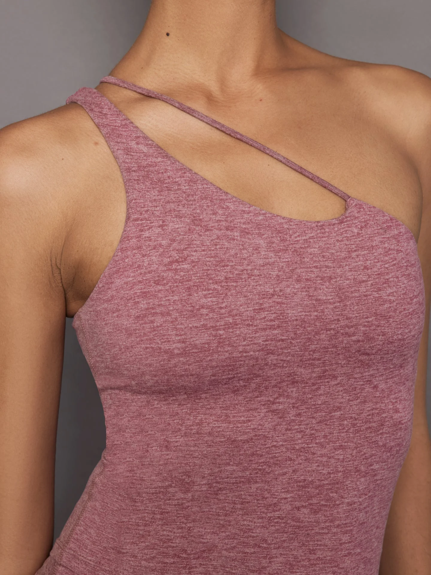 Carbon38 | One Shoulder Convertible Tank in Heather Melt | Hawthorn Rose Heather - Image 2