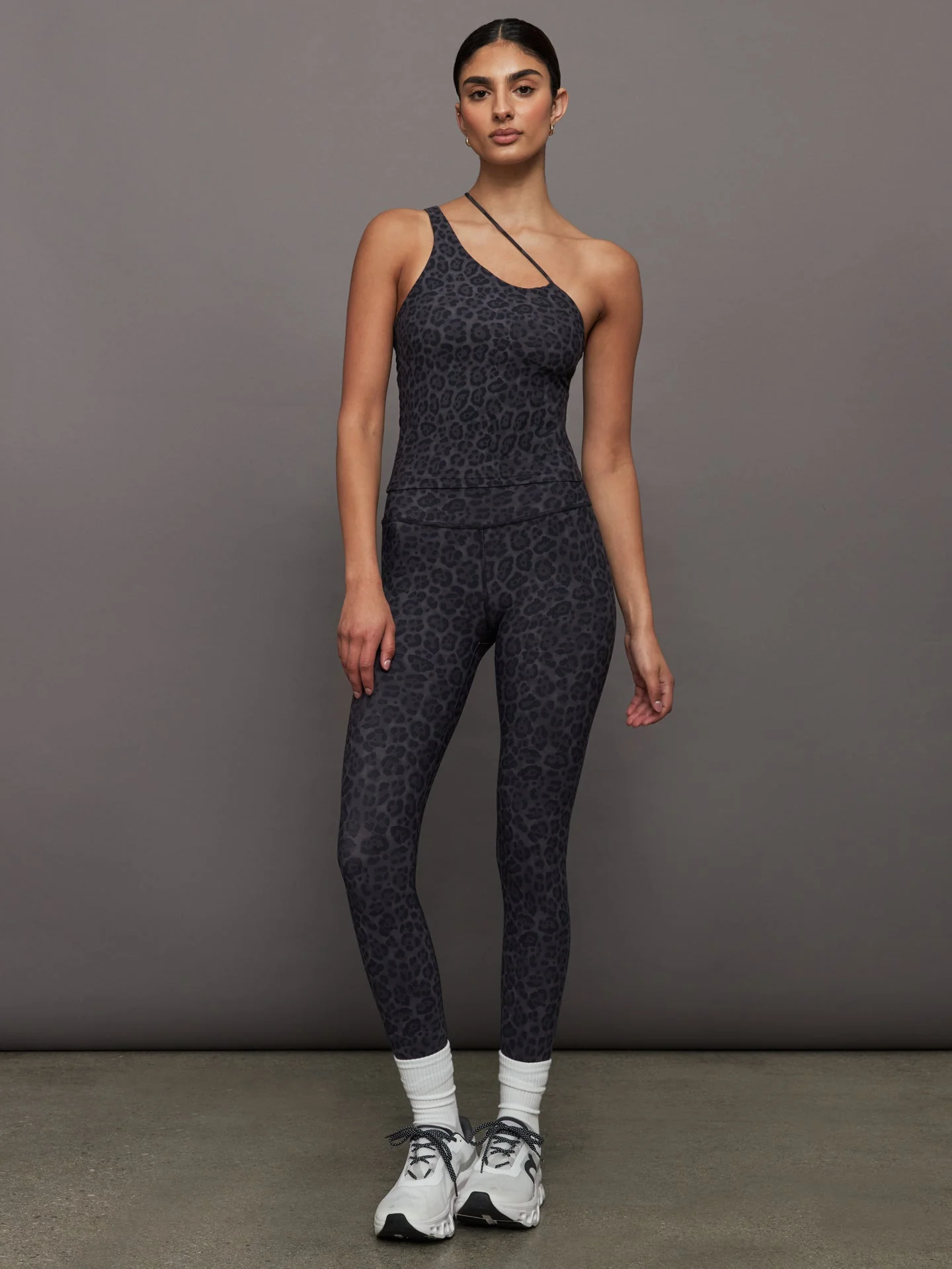 Carbon38 | One Shoulder Convertible Tank in Melt | Charcoal Leopard - Image 2