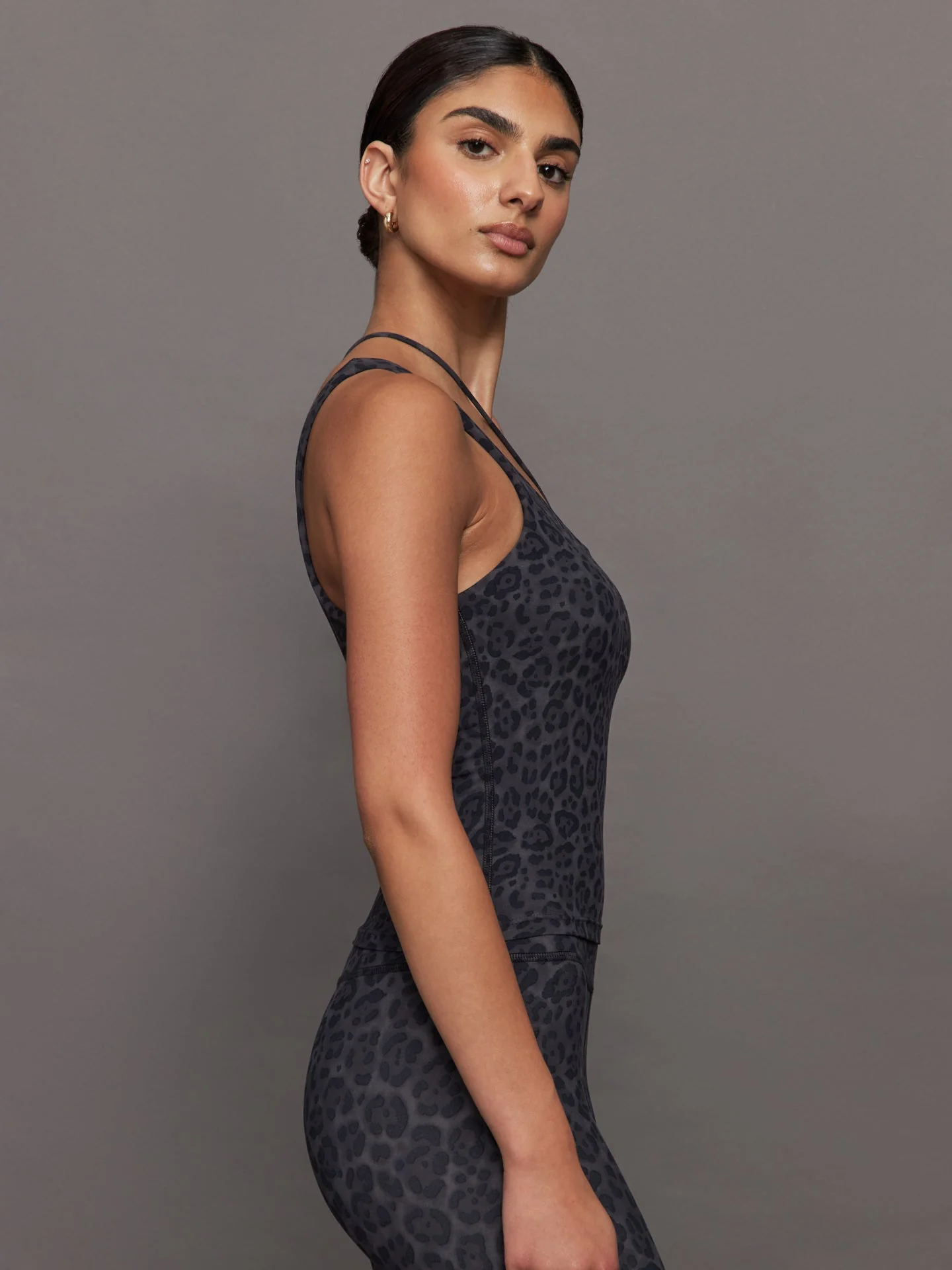 Carbon38 | One Shoulder Convertible Tank in Melt | Charcoal Leopard - Image 3