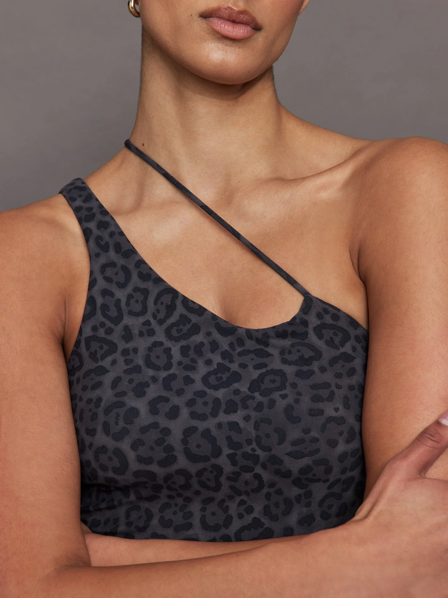 Carbon38 | One Shoulder Convertible Tank in Melt | Charcoal Leopard - Image 5
