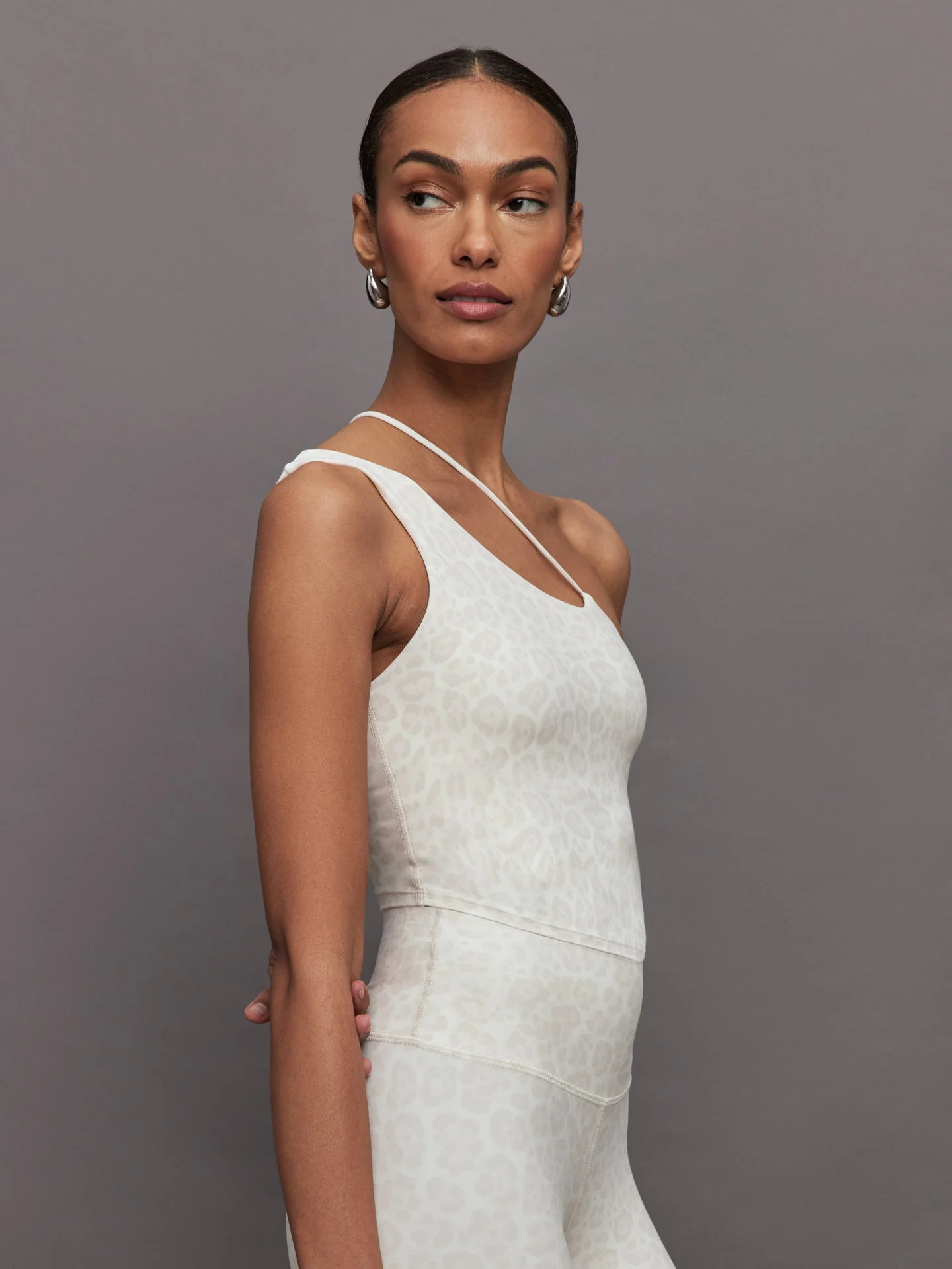 Carbon38 | One Shoulder Convertible Tank in Melt | Snow Leopard - Image 4