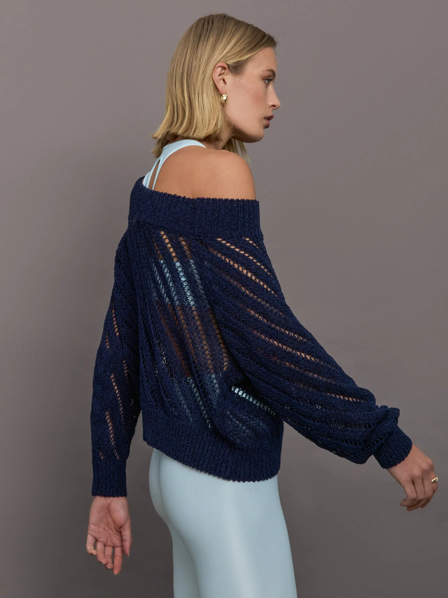 Carbon38 | Open Knit Sweater | Navy - Image 3
