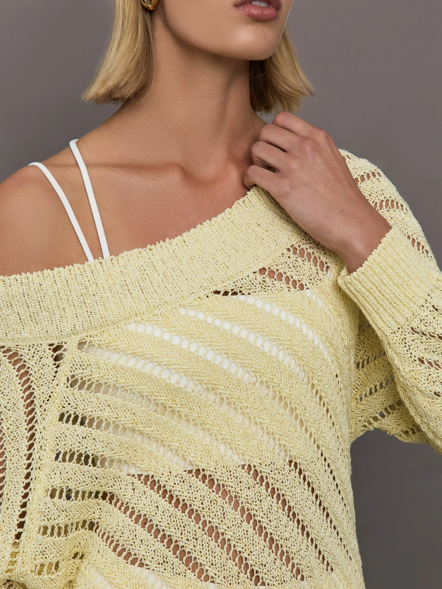 Carbon38 | Open Knit Sweater | Yellow - Image 3