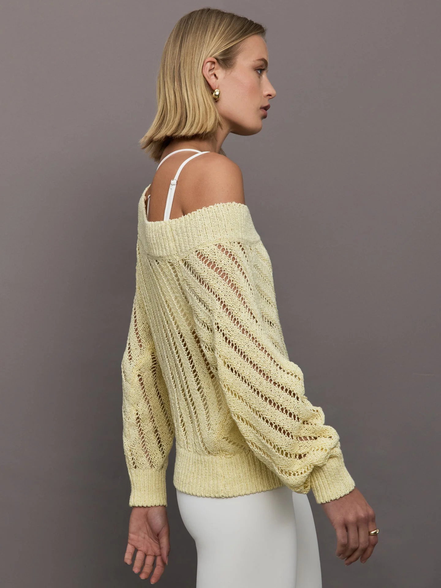 Carbon38 | Open Knit Sweater | Yellow - Image 4