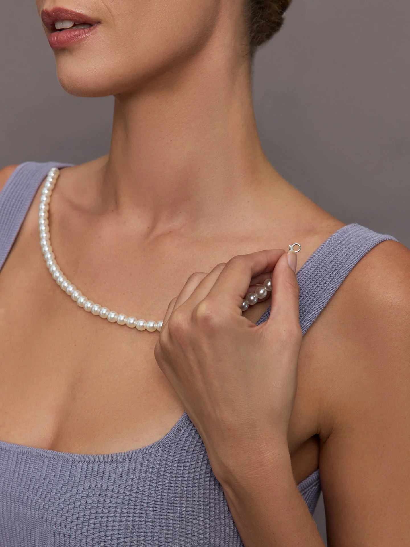 Carbon38 | Pearl Necklace Sweater Tank | Lavender Grey - Image 3