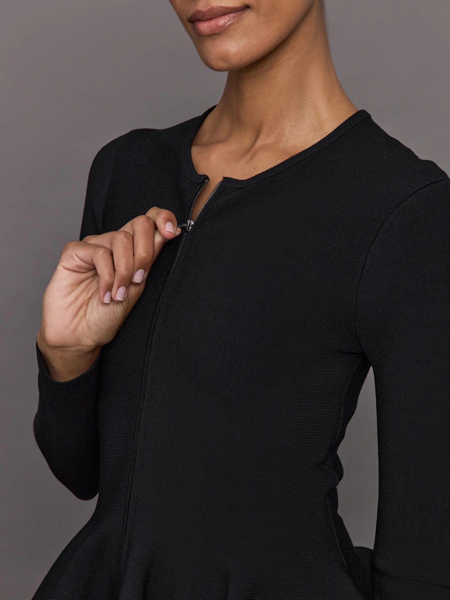 Carbon38 | Peplum Zip Up | Black - Image 4