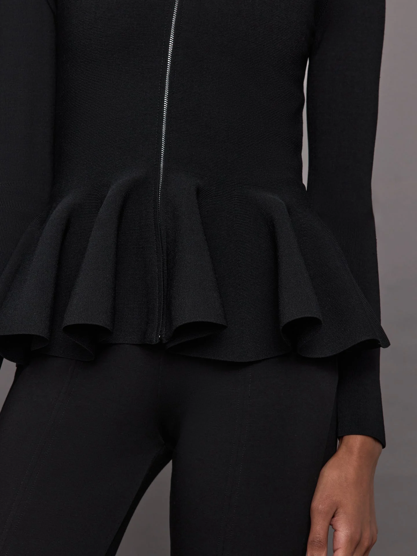 Carbon38 | Peplum Zip Up | Black - Image 5