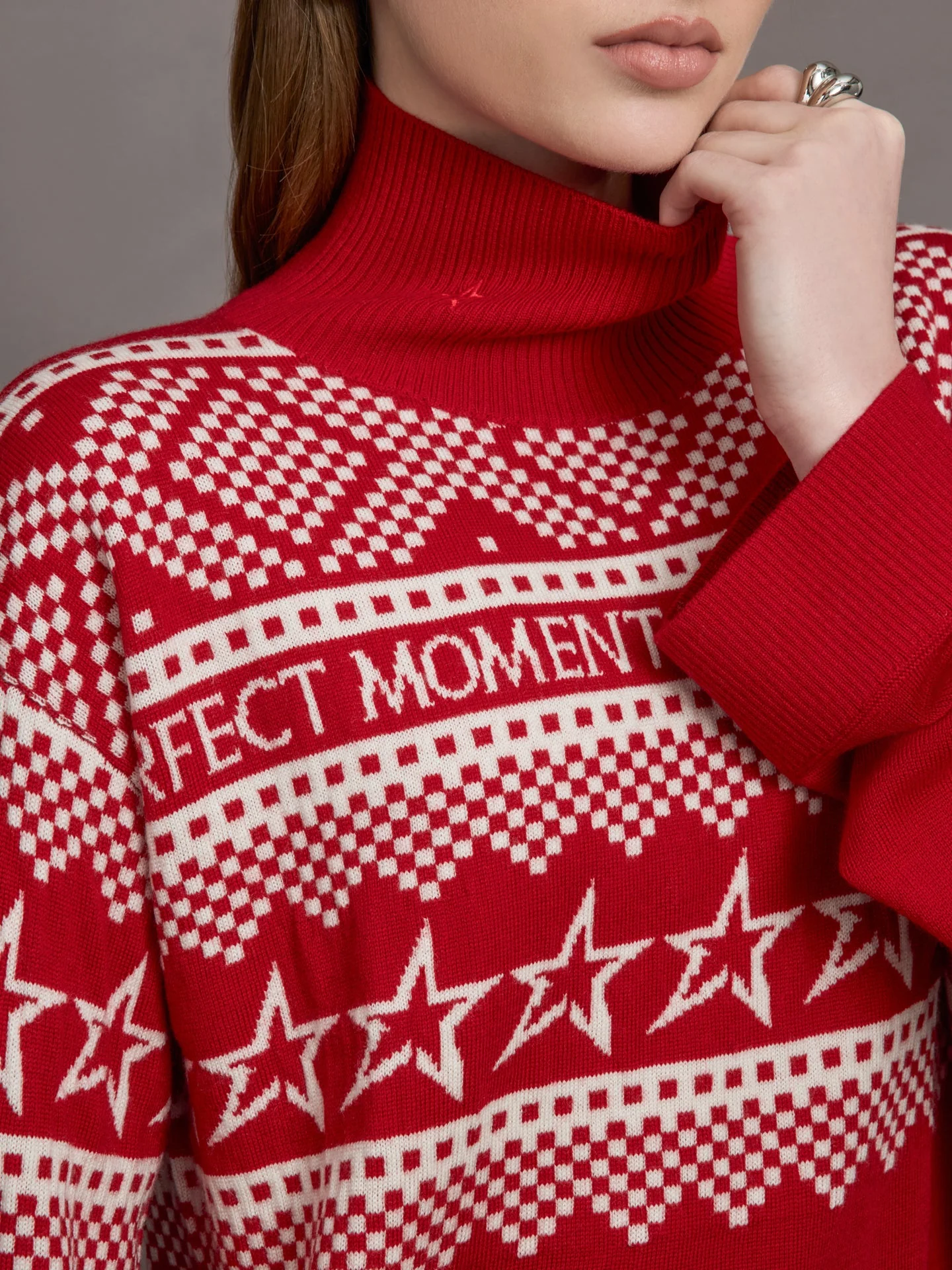 Perfect Moment | Holiday Roll Neck | Red/White - Image 2