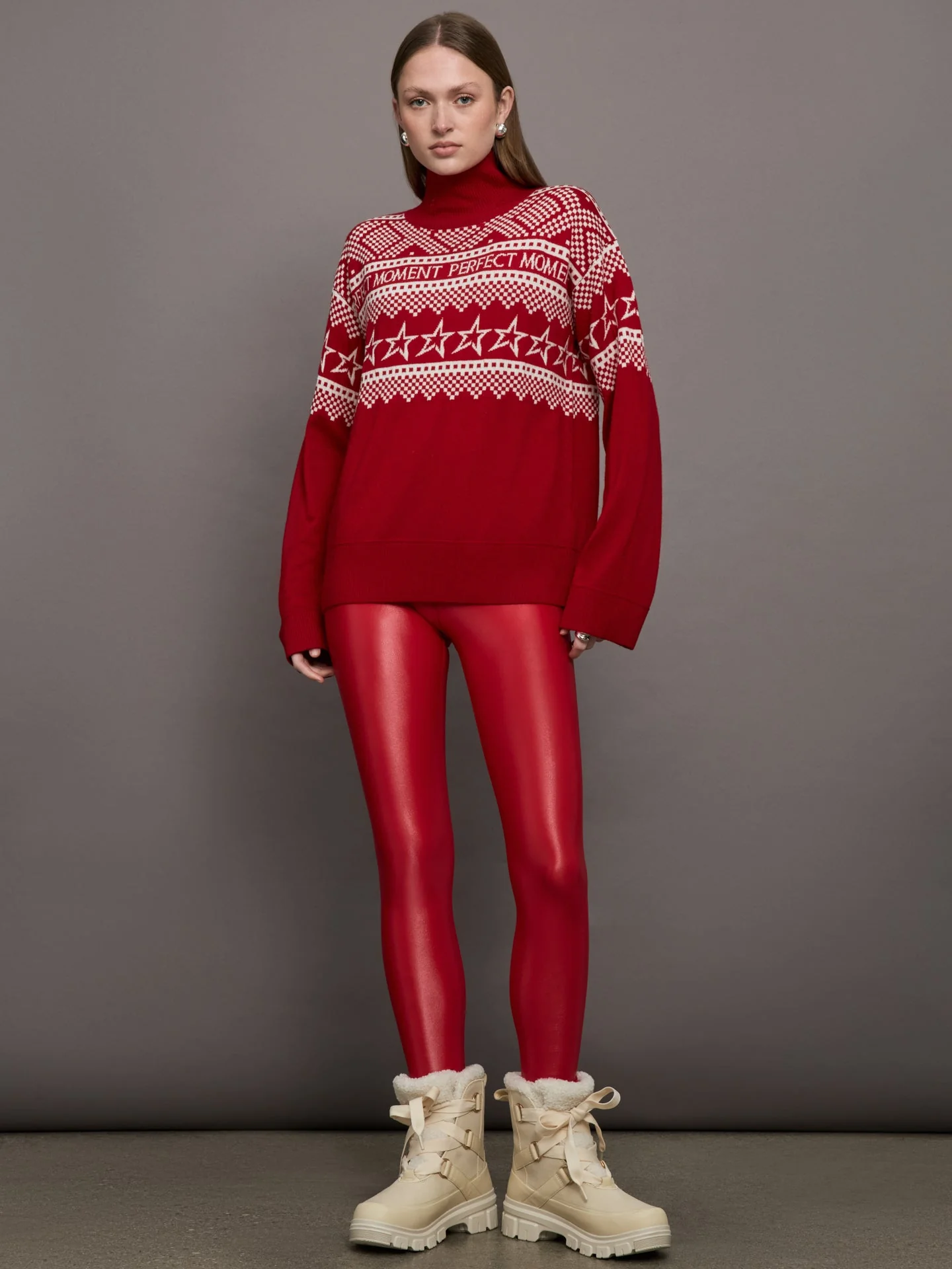 Perfect Moment | Holiday Roll Neck | Red/White - Image 3