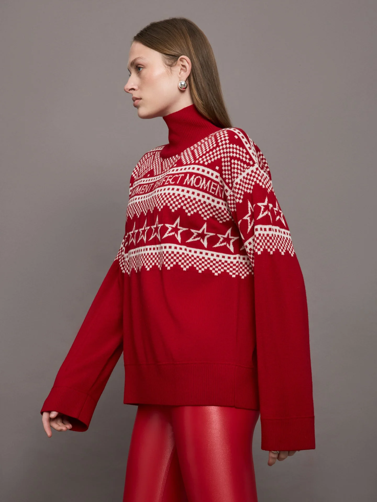 Perfect Moment | Holiday Roll Neck | Red/White - Image 4