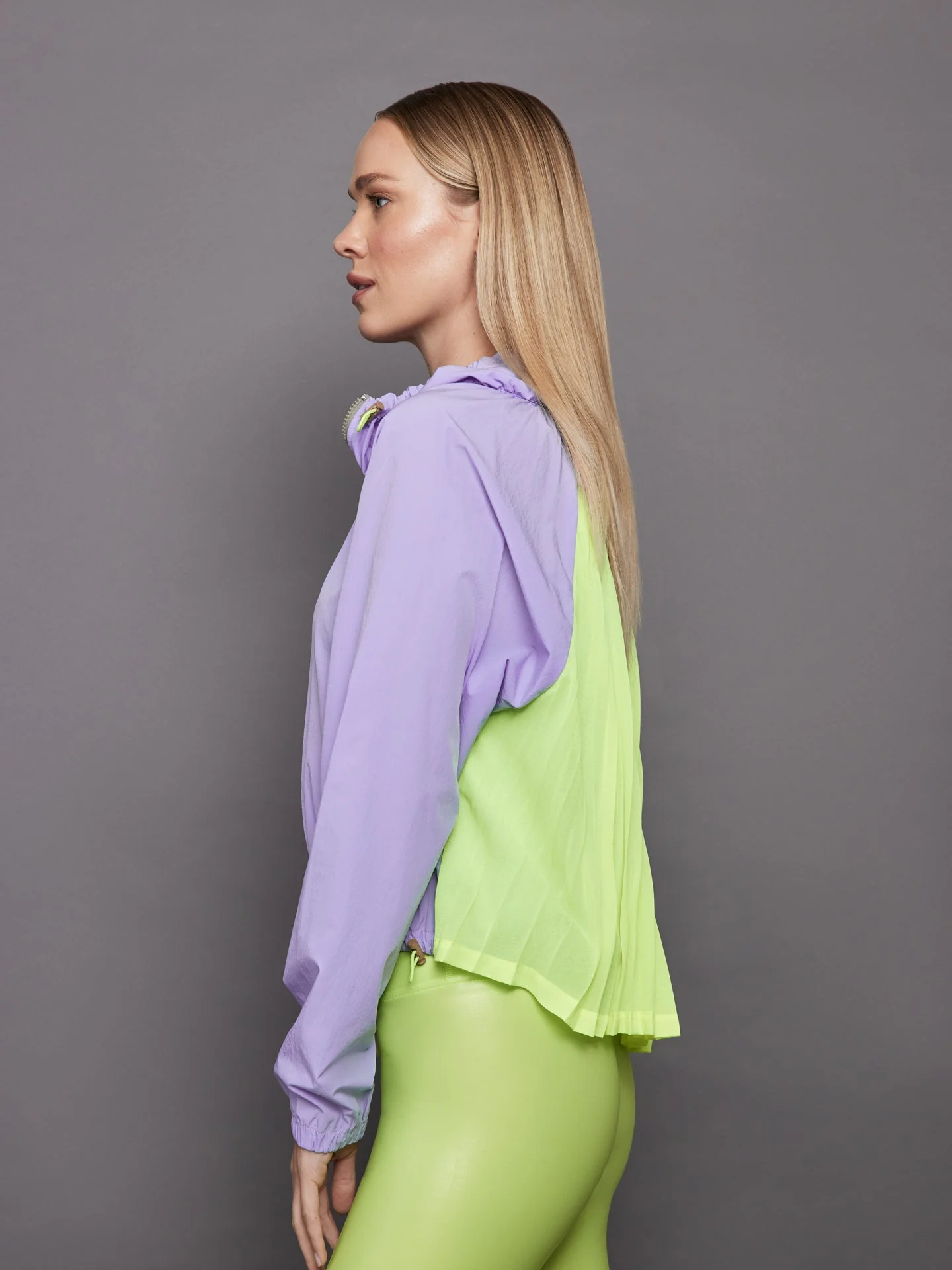 Carbon38 | Pleated Back Running Jacket | Sweet Lavender/Acid Lime - Image 3