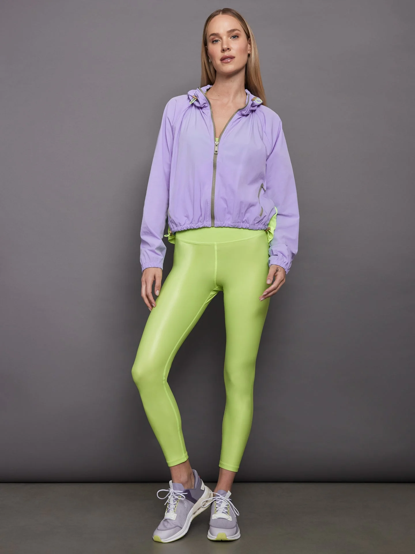 Carbon38 | Pleated Back Running Jacket | Sweet Lavender/Acid Lime - Image 4