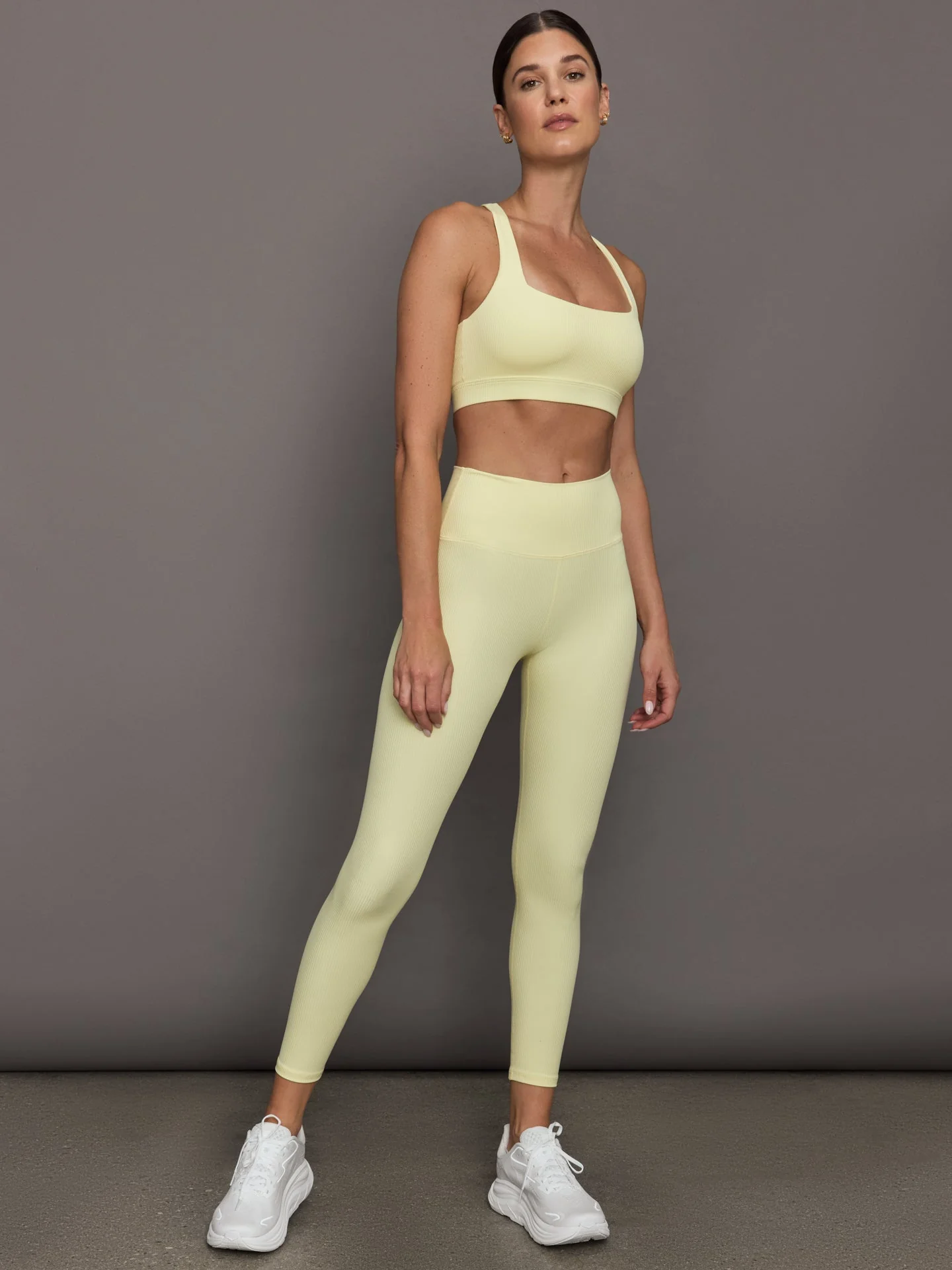 Carbon38 | Racerback Bra in Ribbed Melt | Pastel Yellow - Image 2