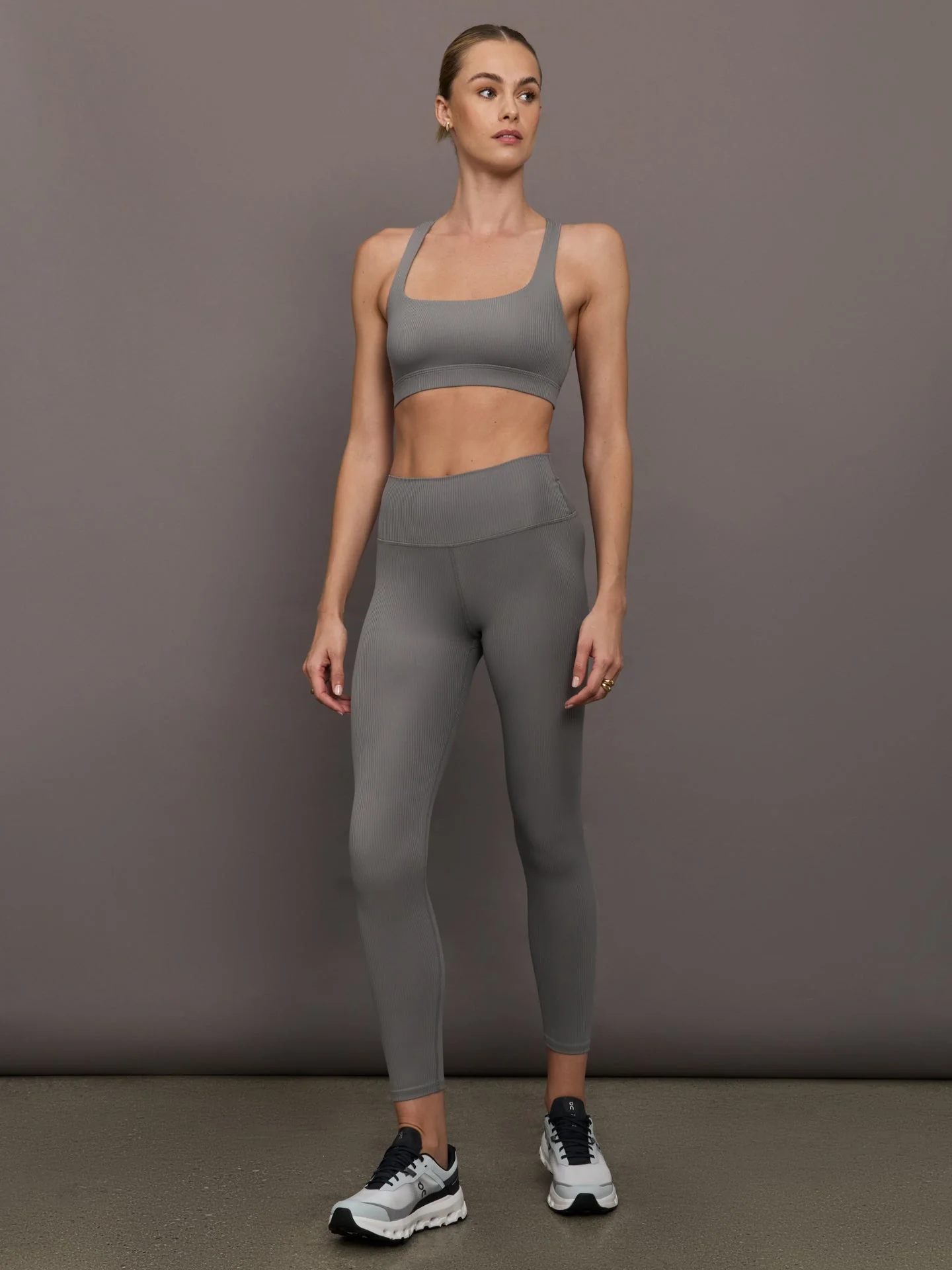 Racerback Bra in Ribbed Melt | Steel Grey - Image 2