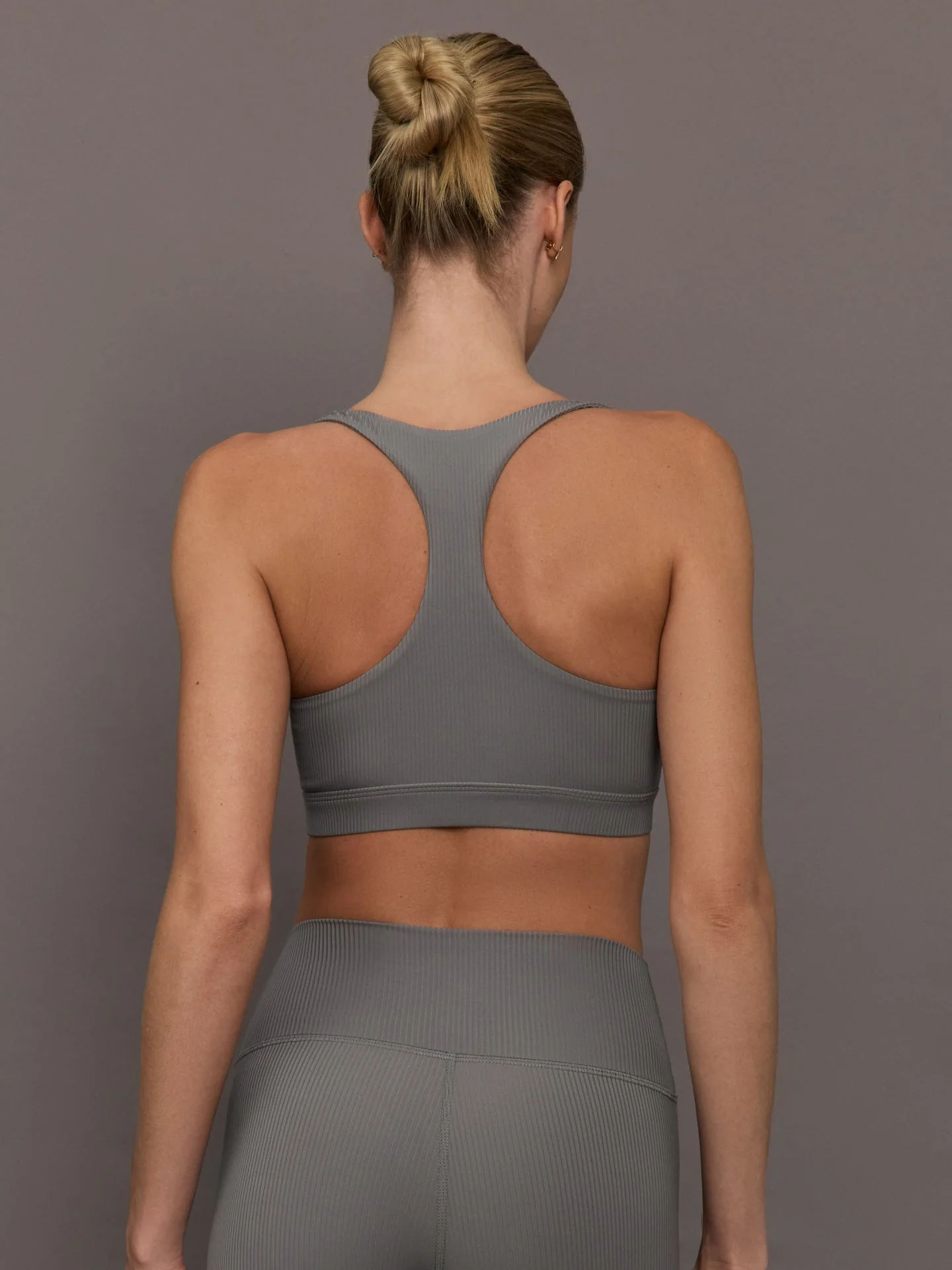 Racerback Bra in Ribbed Melt | Steel Grey - Image 4