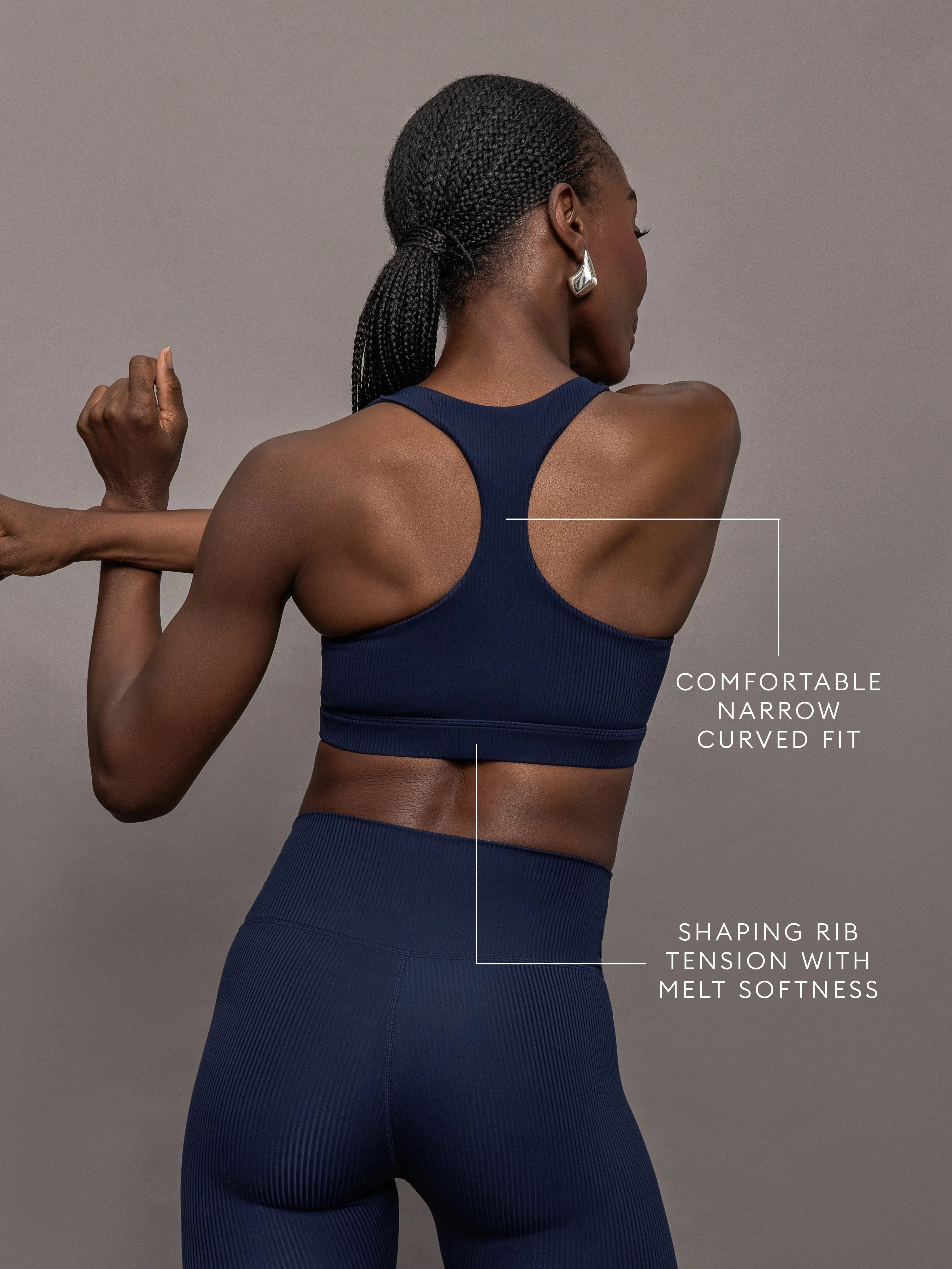 Racerback Bra in Ribbed Melt | True Navy - Image 3