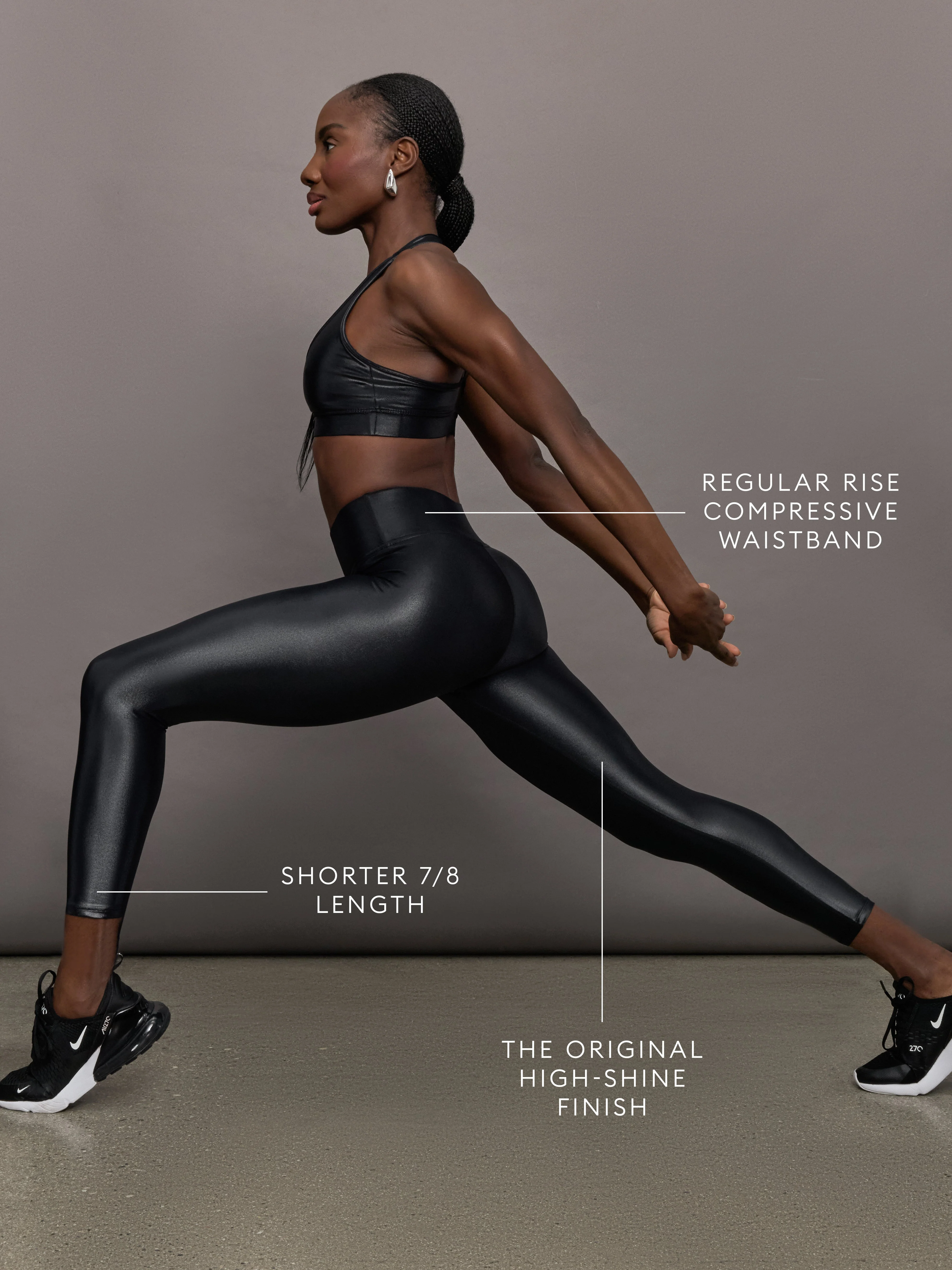 Carbon38 | Regular Rise 7/8 Legging in Takara Shine | Black - Image 3