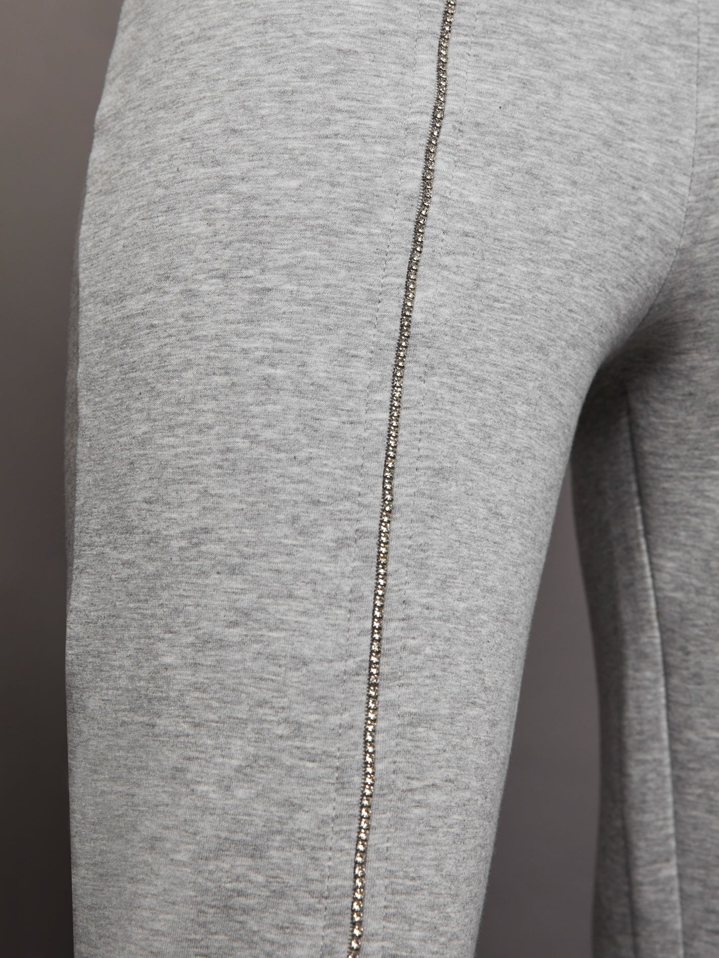 Carbon38 | Rhinestone Front Slit Sweatpant | Heather Grey - Image 2