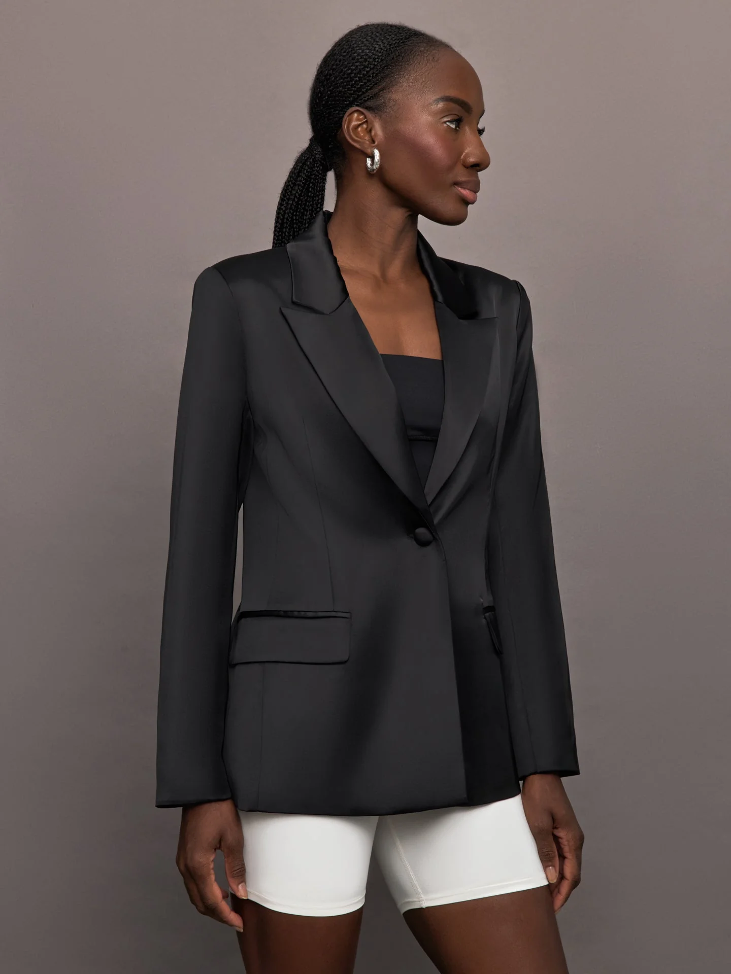 Carbon38 | Satin Blazer | Black - Image 3
