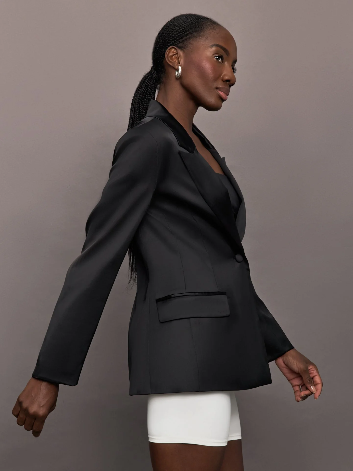 Carbon38 | Satin Blazer | Black - Image 4