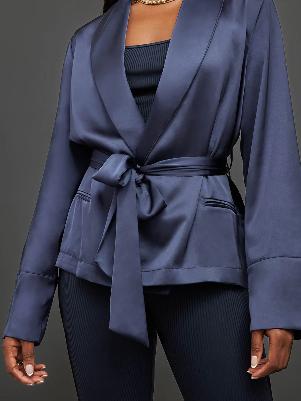 Carbon38 | Satin Smoking Jacket | Evening Blue - Image 2