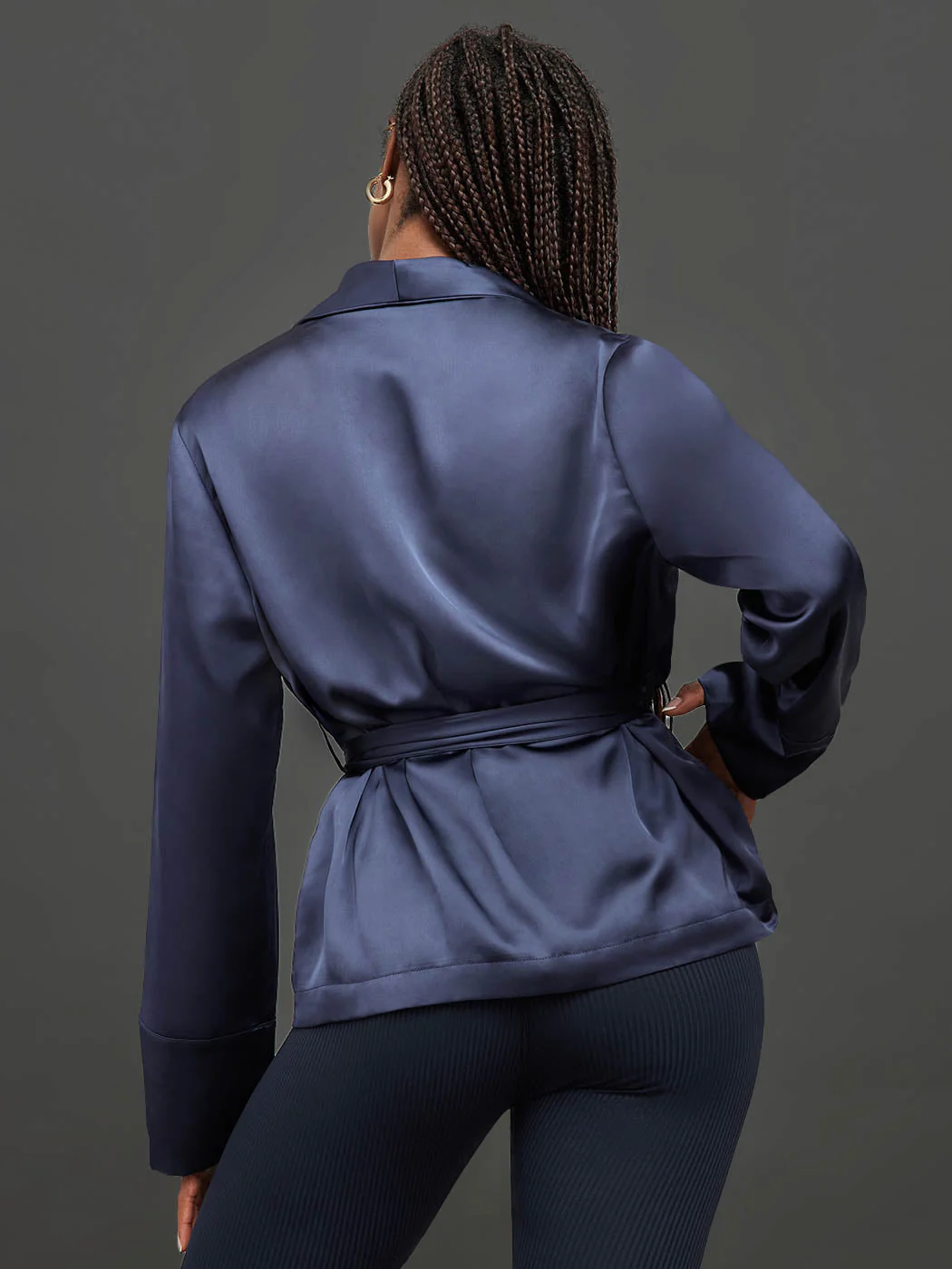 Carbon38 | Satin Smoking Jacket | Evening Blue - Image 4