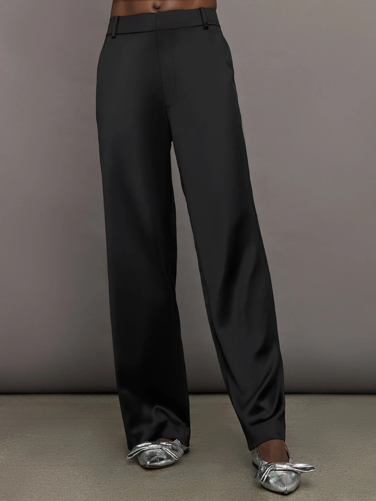 Carbon38 | Satin Straight Leg Pant | Black - Image 3