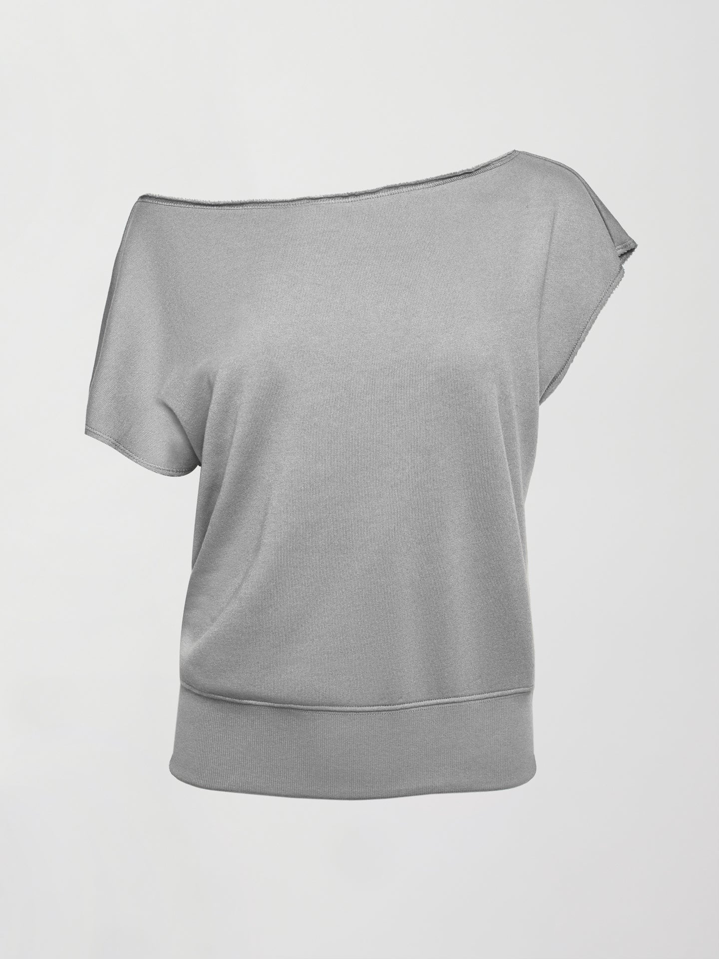 Carbon38 | Short Sleeve Off Shoulder Sweatshirt in French Terry | Heather Grey - Image 5